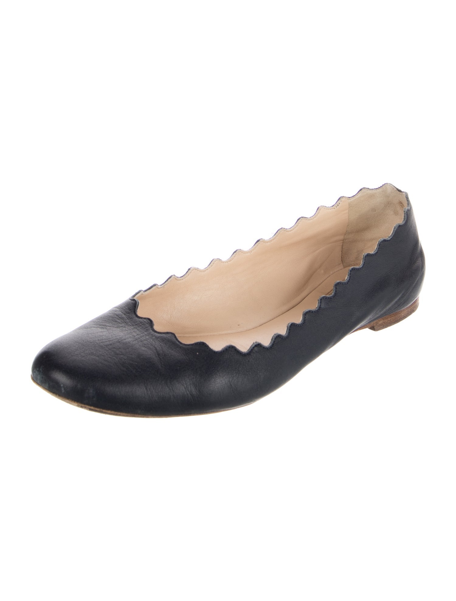 Chloé Leather Scalloped Accent Ballet Flats