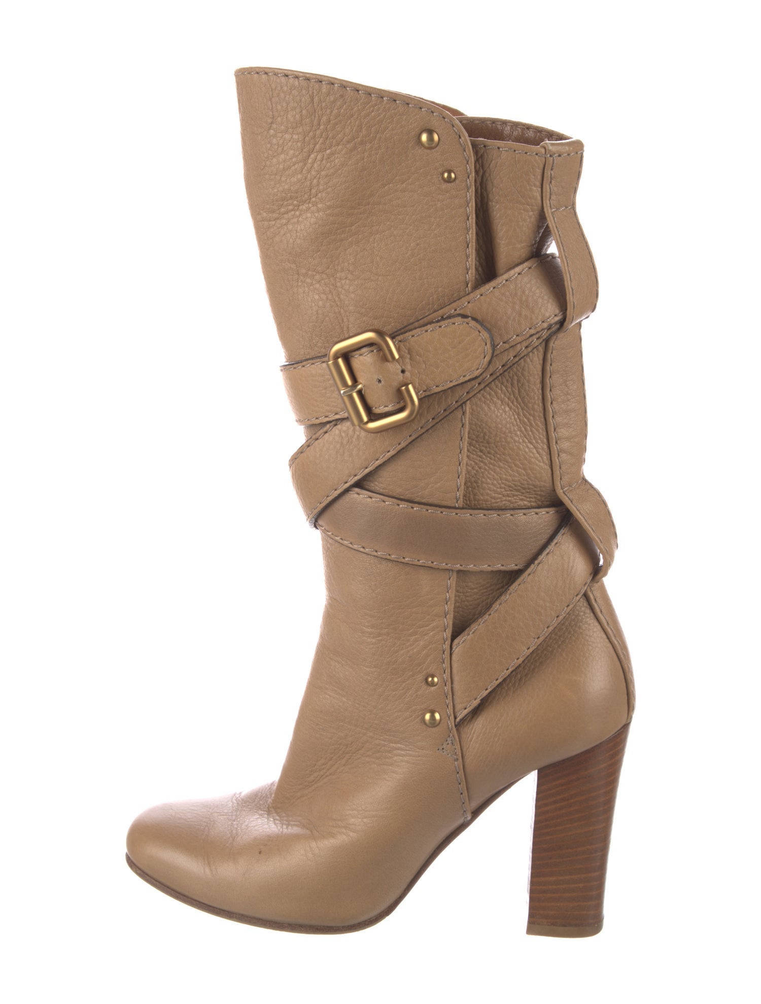 Chloé Leather Studded Accents Boots
