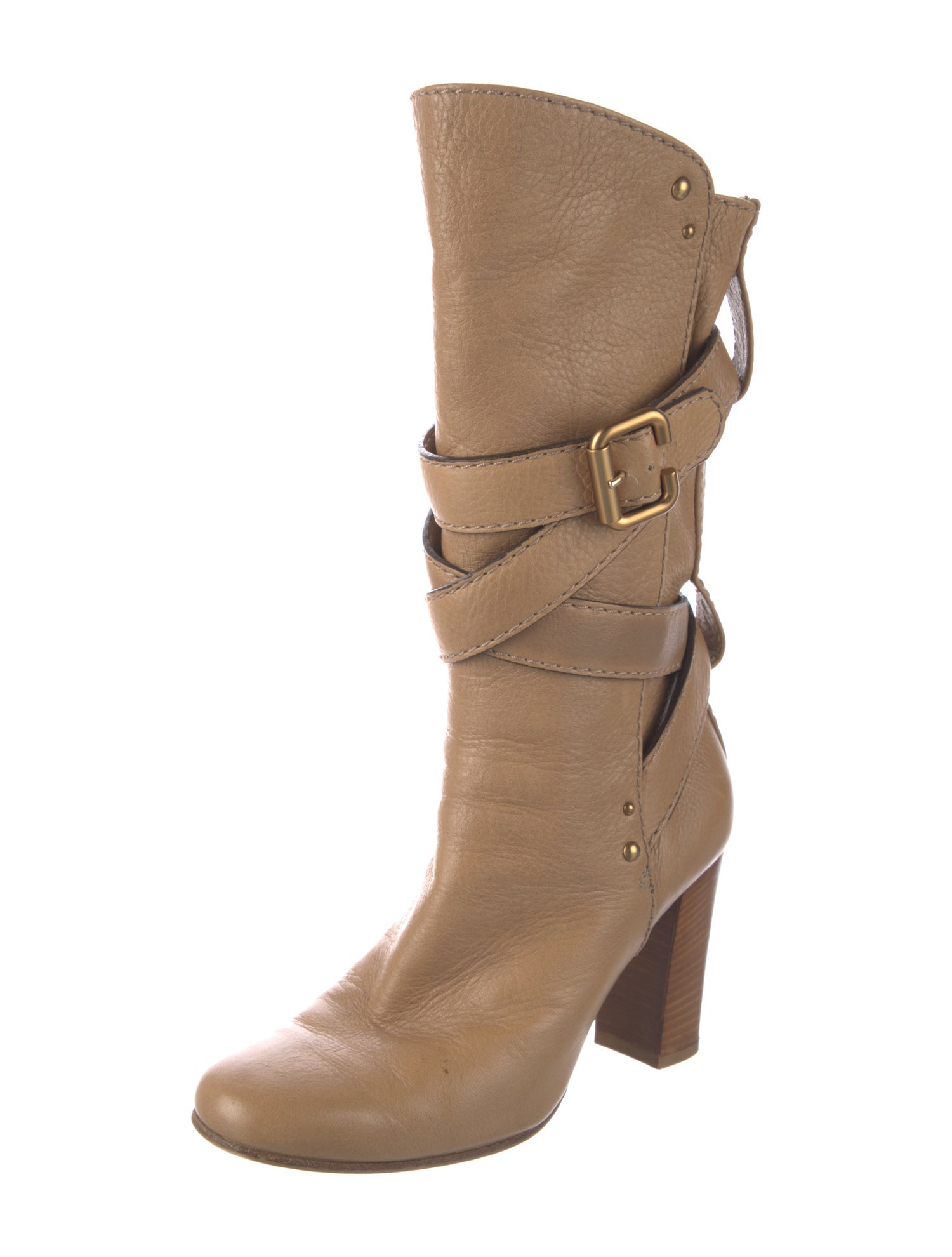 Chloé Leather Studded Accents Boots