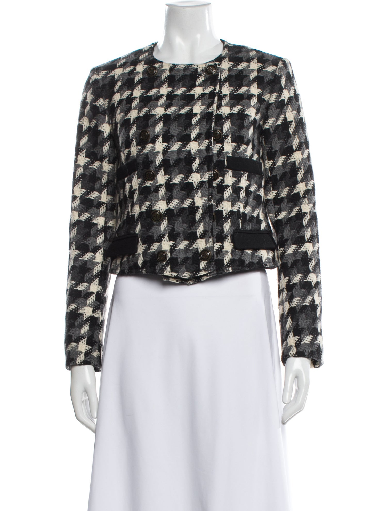 Chloé Wool Plaid Print Evening Jacket
