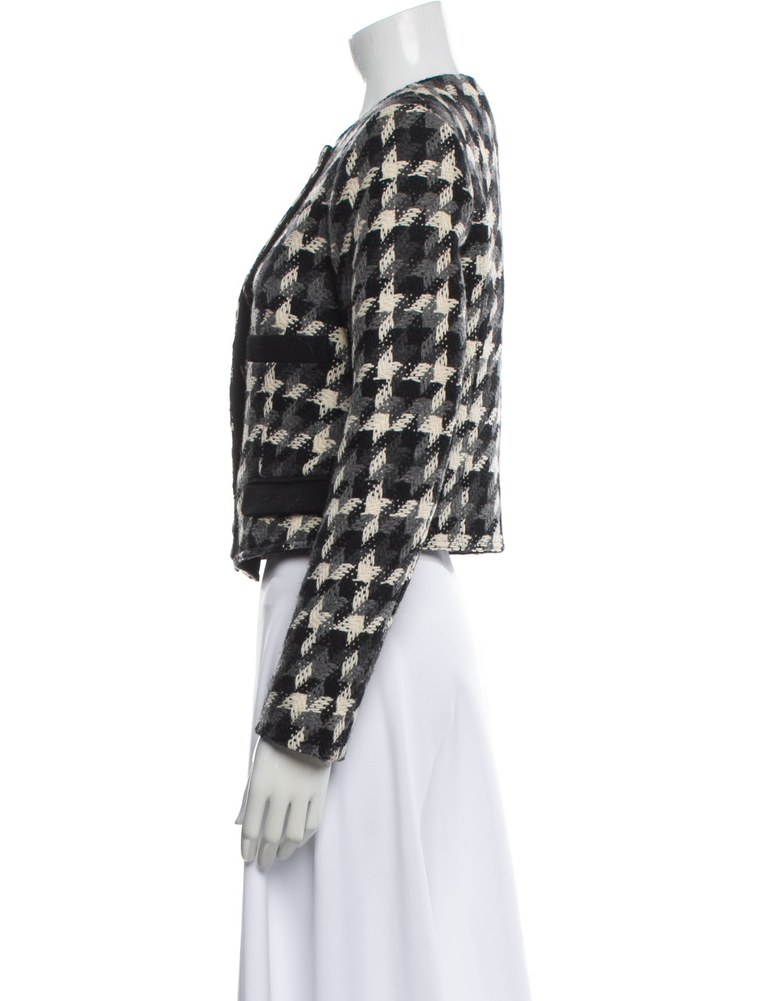 Chloé Wool Plaid Print Evening Jacket