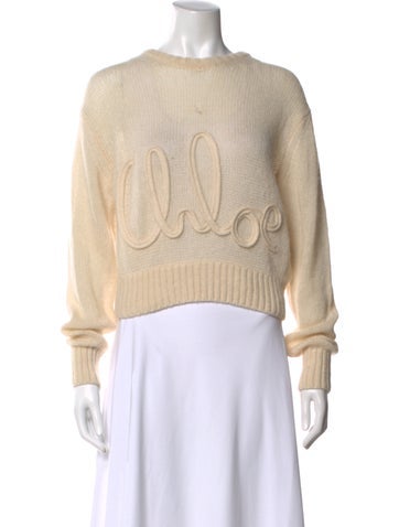 Pre-owned Chloé Alpaca Crew Neck Sweater In Neutral