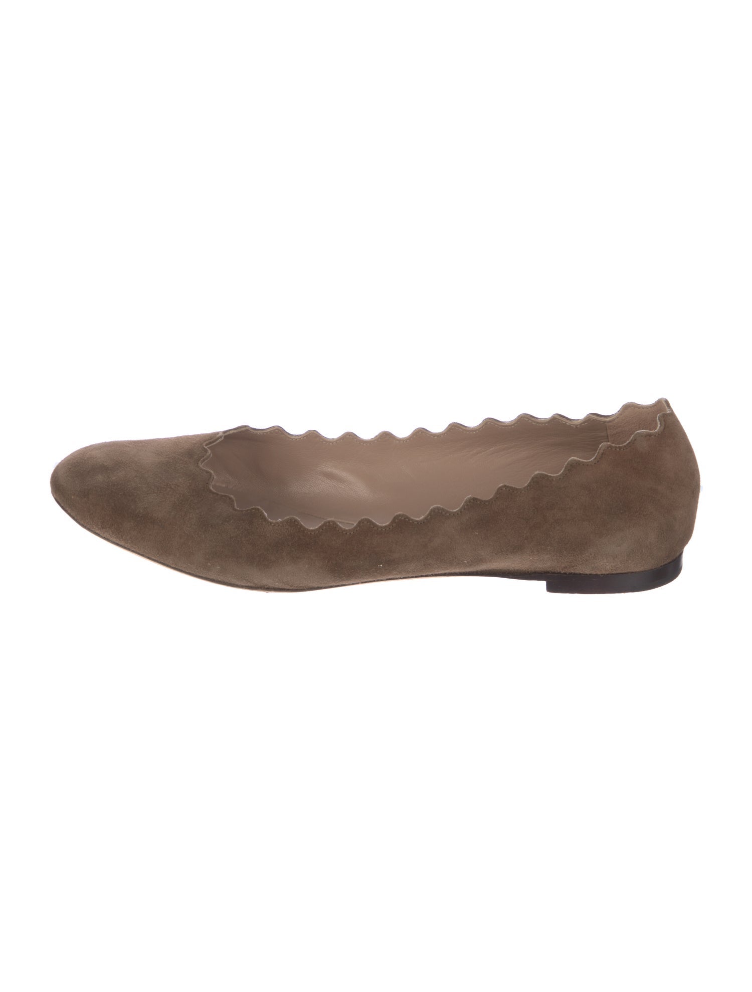 Chloé Suede Scalloped Accent Ballet Flats