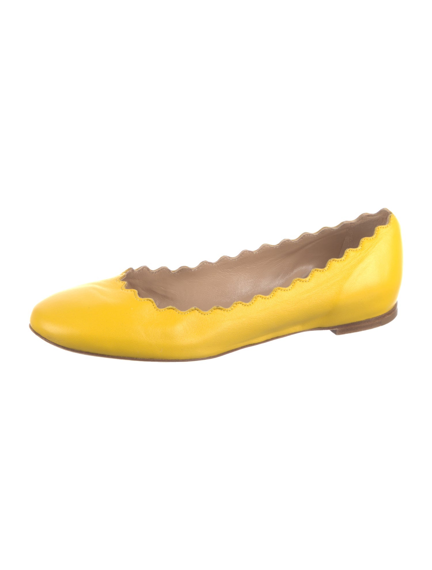 Chloé Leather Scalloped Accent Ballet Flats
