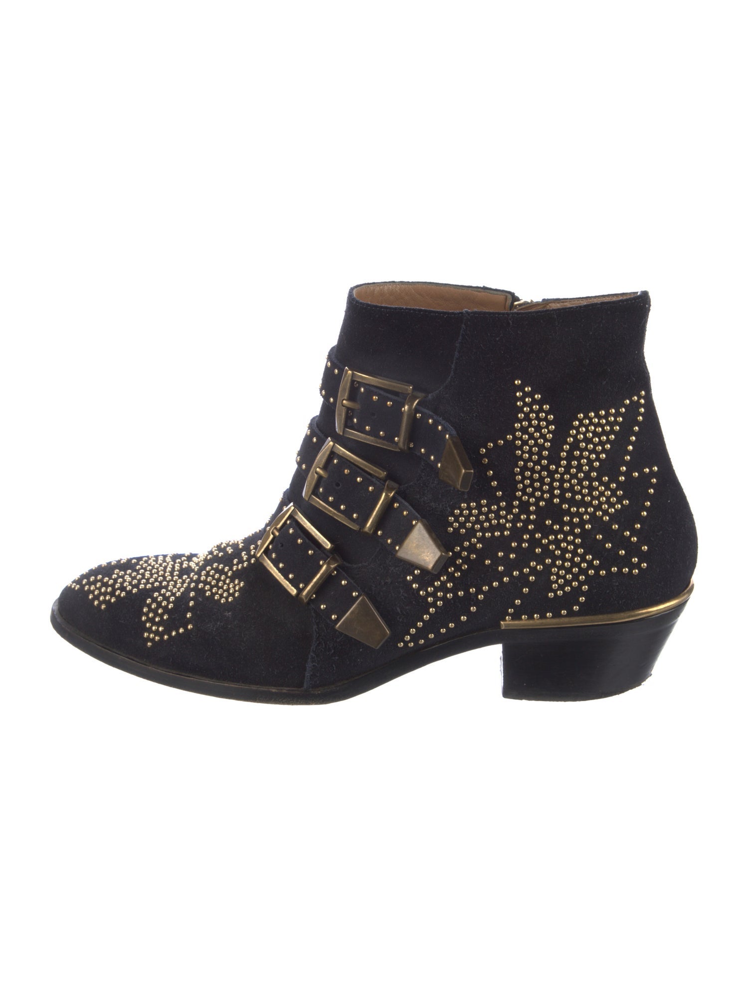 Chloé Suede Studded Accents Western Boots