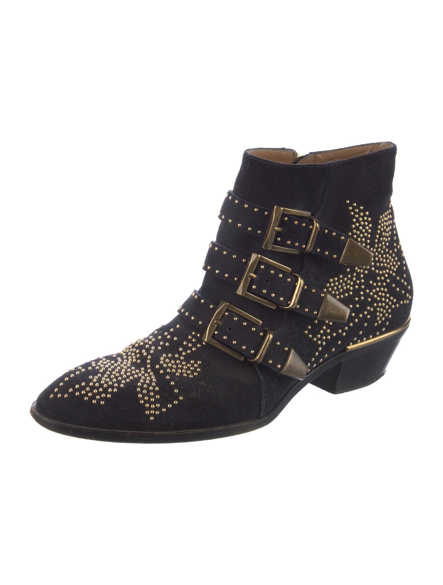 Chloé Suede Studded Accents Western Boots