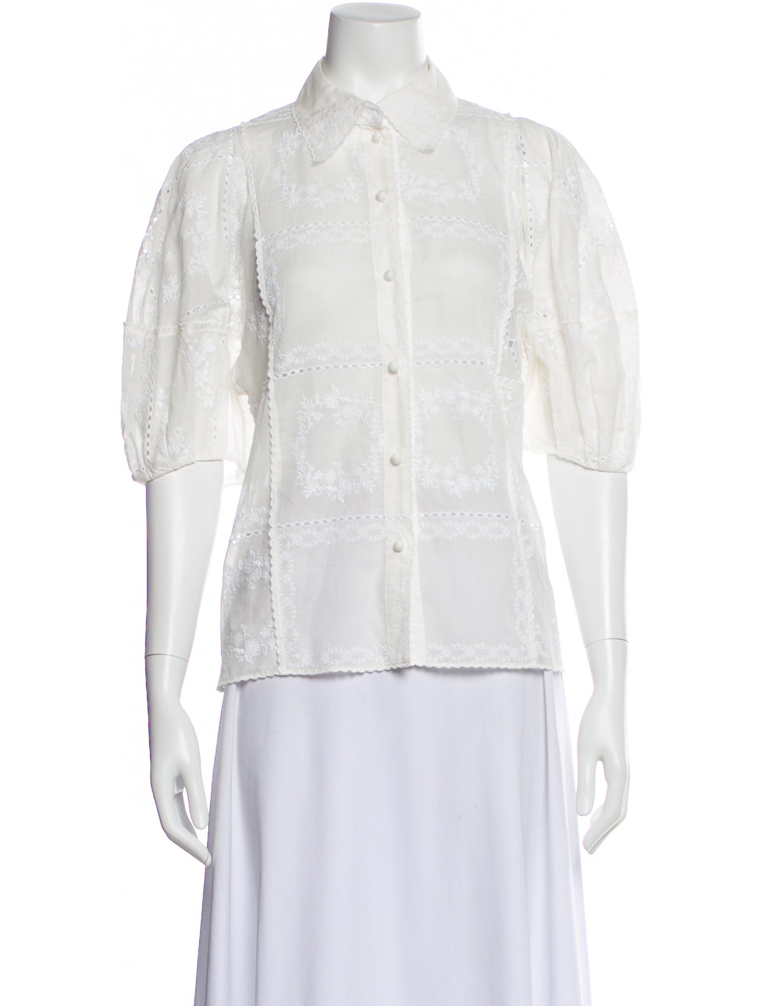 Chloé Lace Pattern Three-Quarter Sleeve Blouse