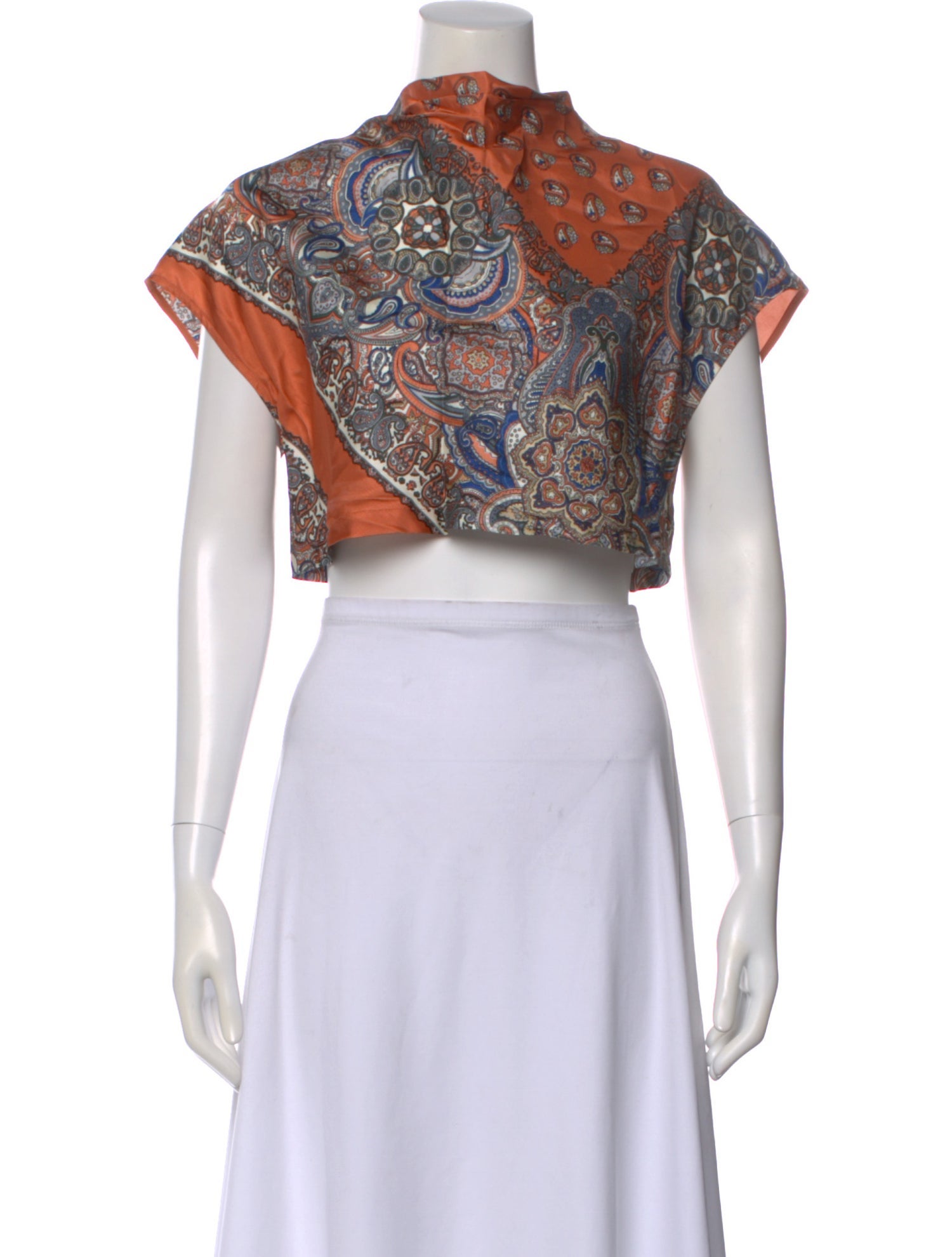 Chloé Paisley Print Short Sleeve Crop Top