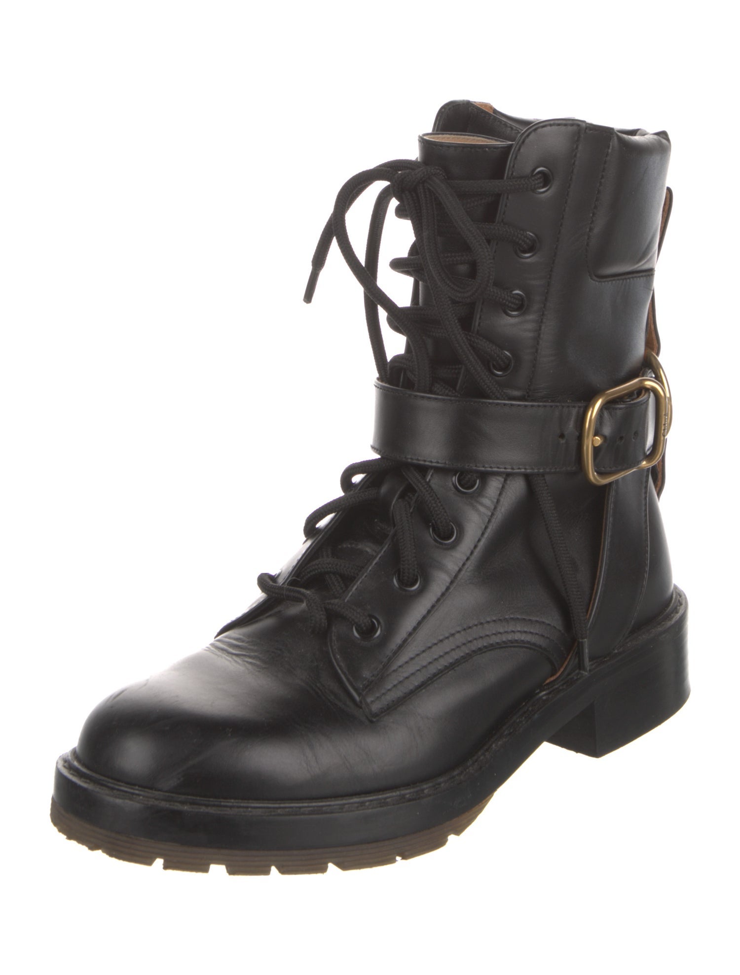 Chloé Leather Combat Boots