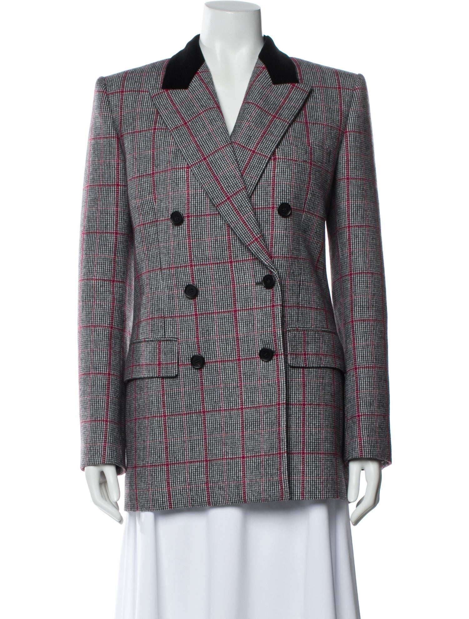 Chloé Virgin Wool Plaid Print Blazer