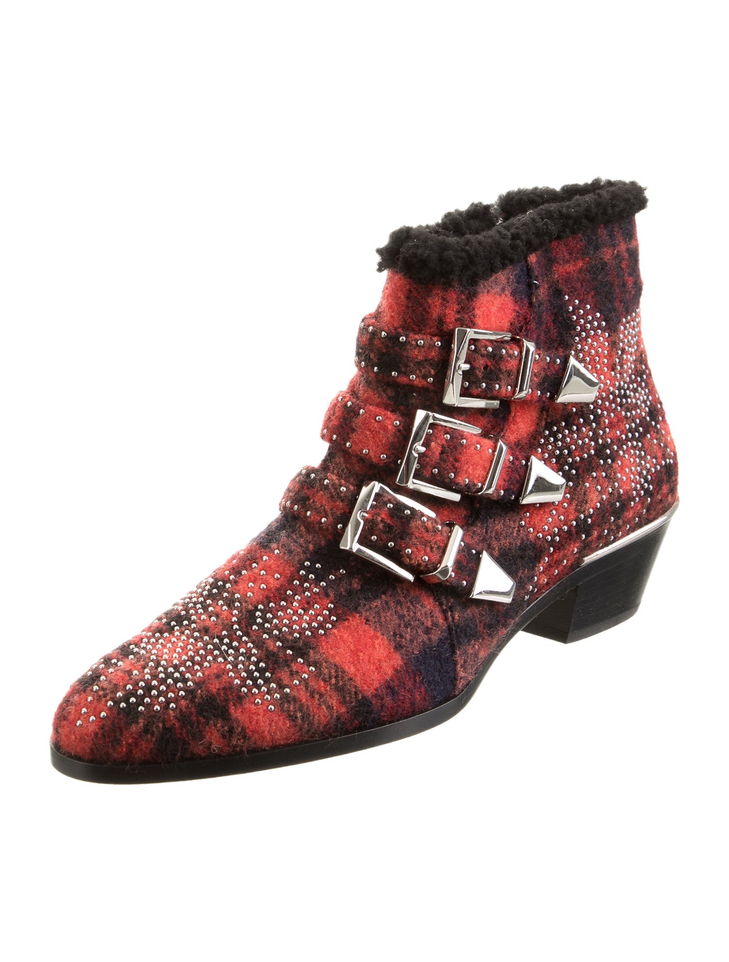 Chloé Wool Patterned Moto Boots