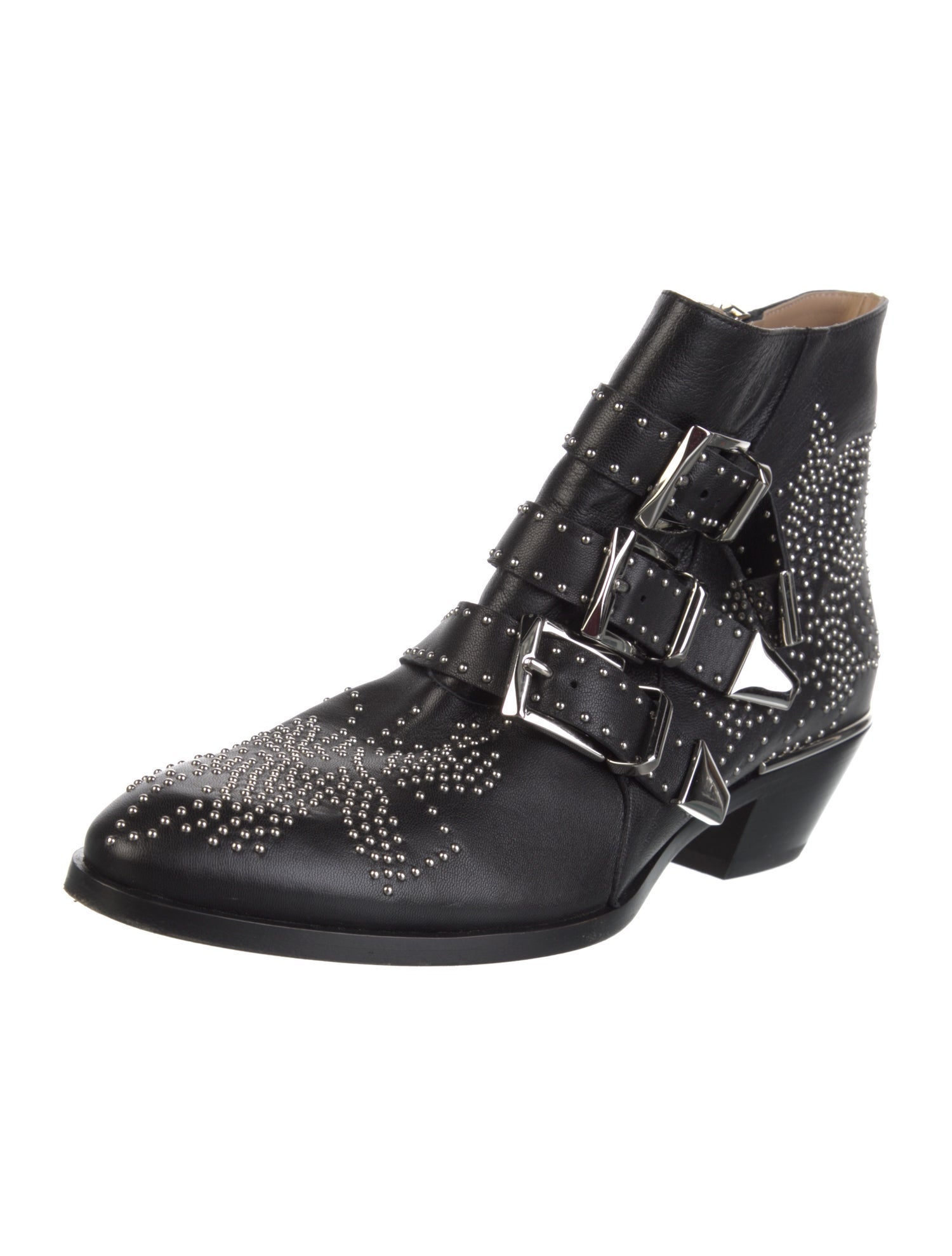 Chloé Leather Studded Accents Boots
