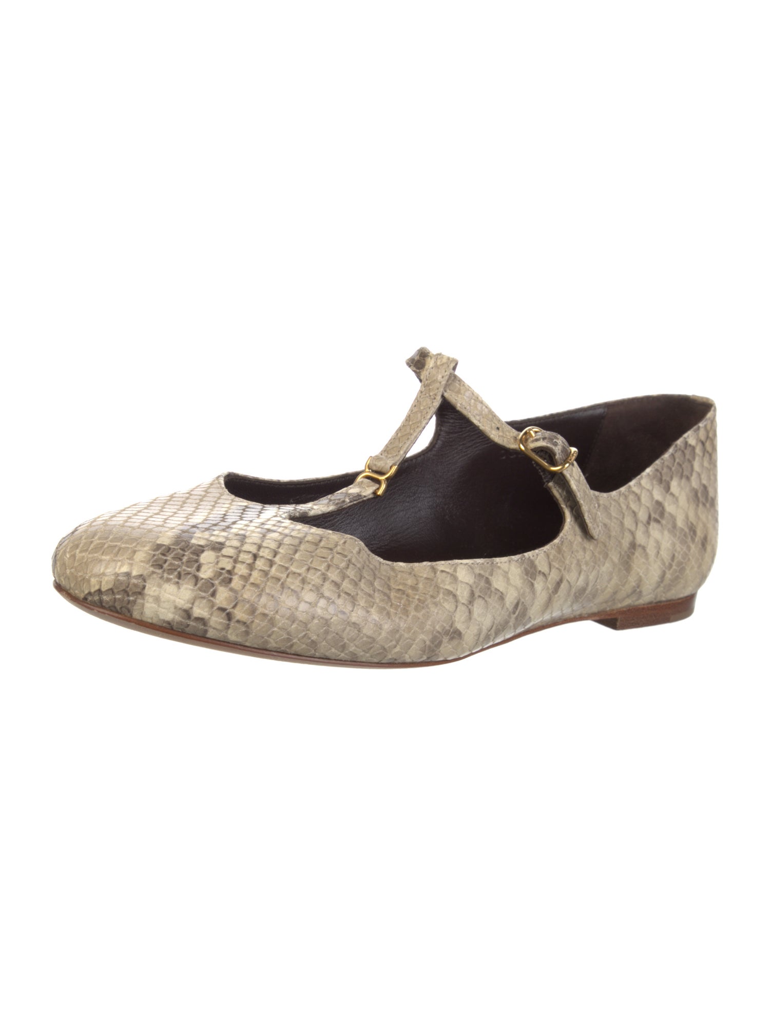 Chloé Snakeskin Animal Print Mary Jane Flats