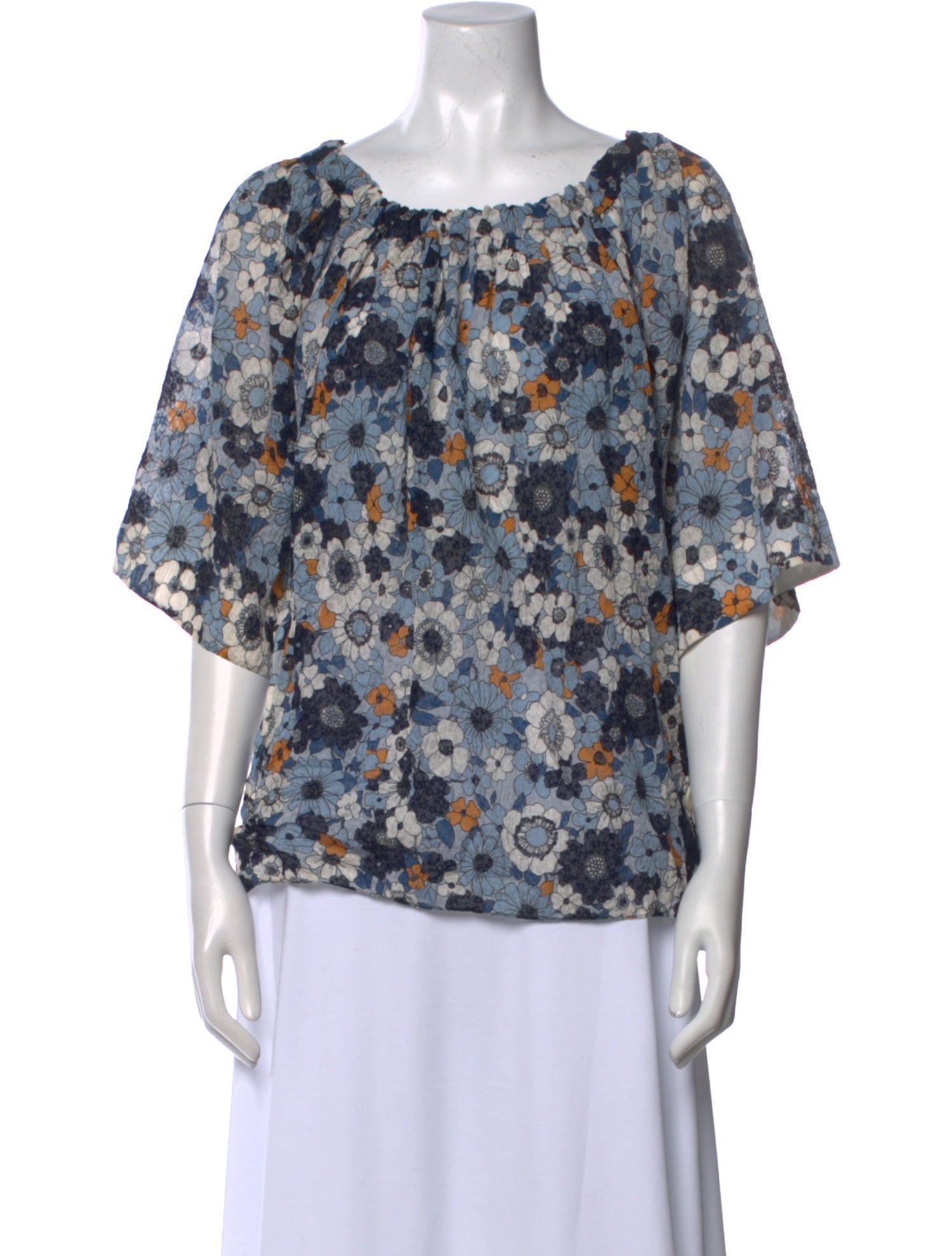Chloé Floral Print Scoop Neck Blouse