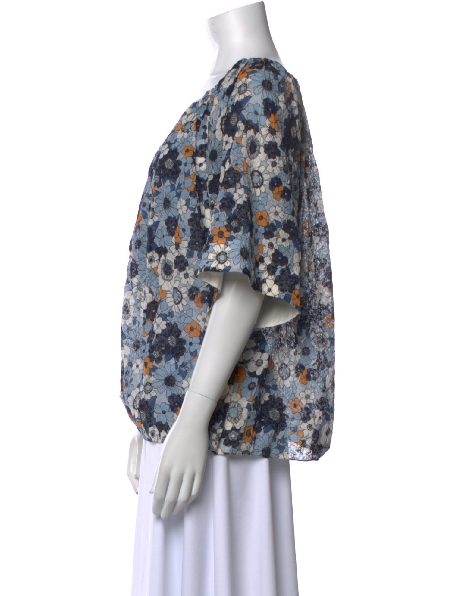 Chloé Floral Print Scoop Neck Blouse