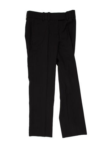 Pre-owned Chloé Wool Straight Leg Pants In Black
