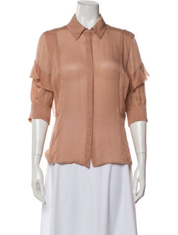 Pre-owned Chloé Silk Three-quarter Sleeve Blouse In Pink
