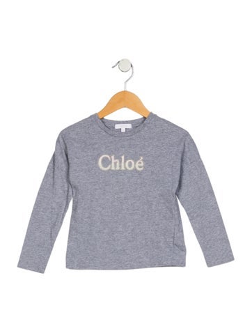 Pre-owned Chloé Babies' Toddler Girls Crewneck Long-sleeve T-shirt In Gray