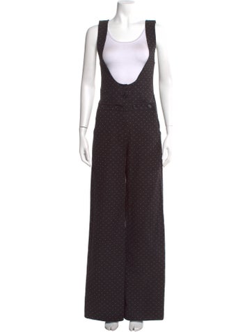 Pre-owned Chloé Polka Dot Print Scoop Neck Jumpsuit In Black