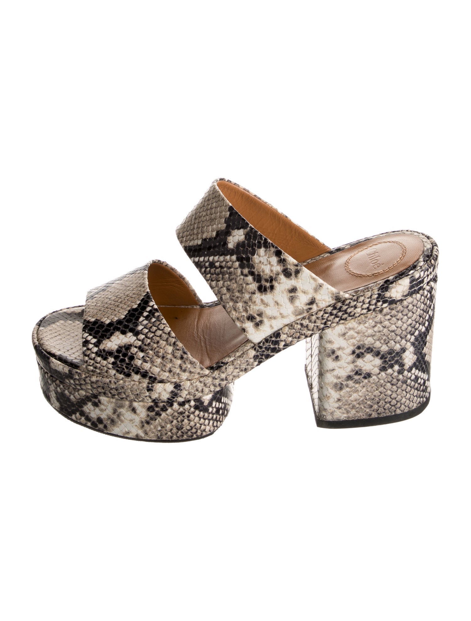 Chloé Leather Animal Print Slides