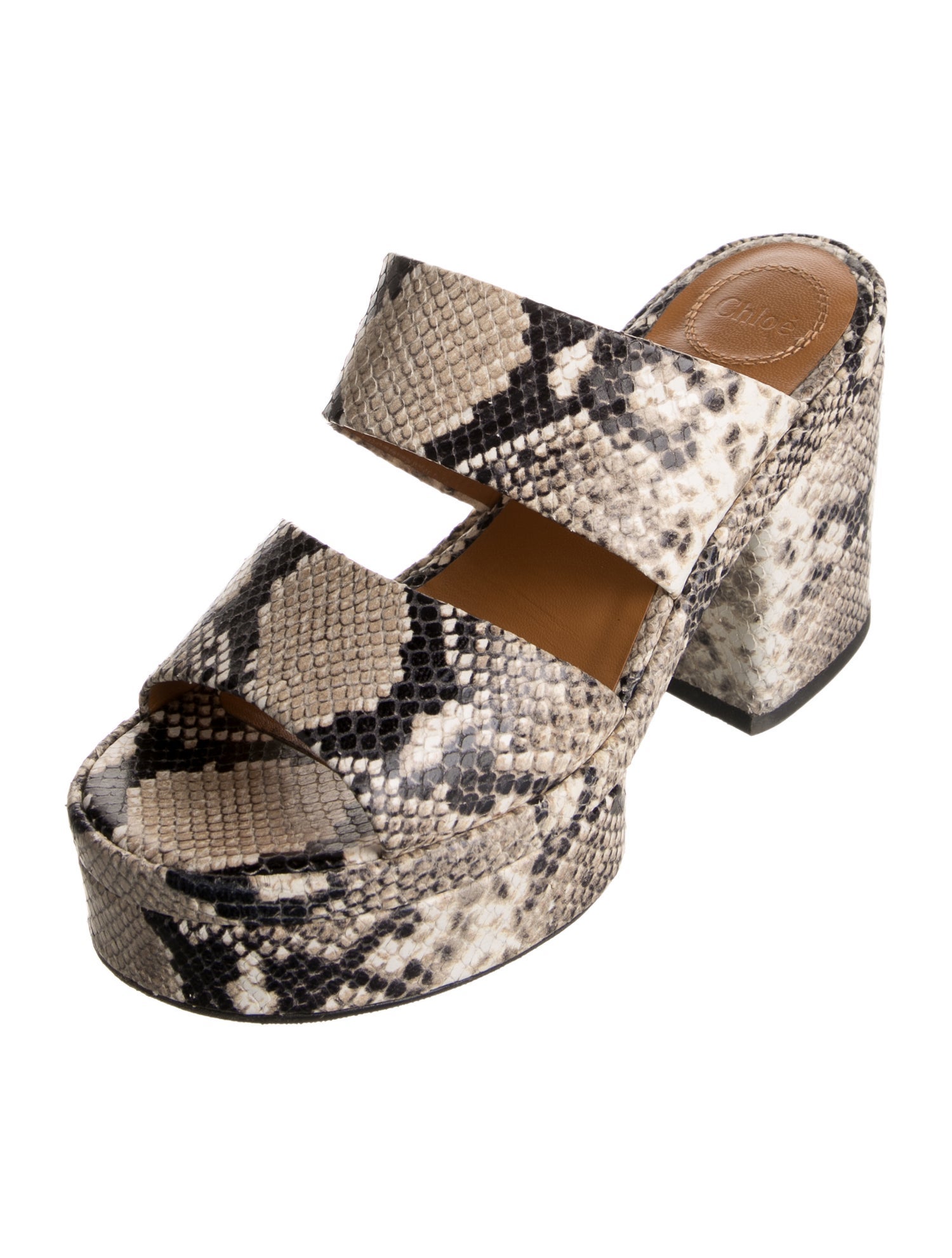 Chloé Leather Animal Print Slides