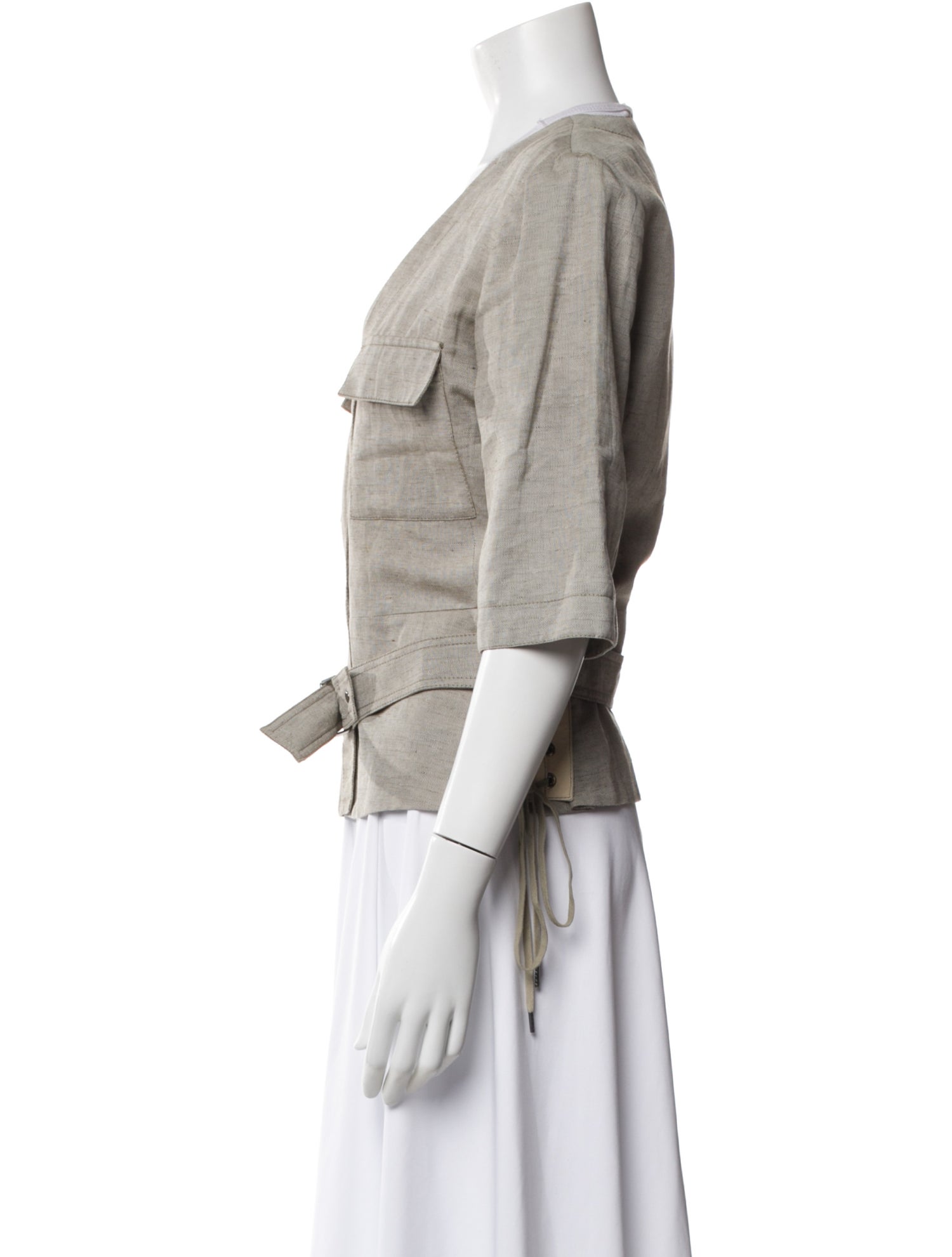 Chloé Linen V-Neck Button-Up Top