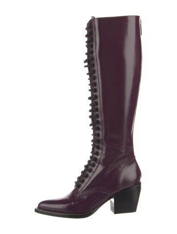 Pre-owned Chloé Leather Lace-up Boots In Purple