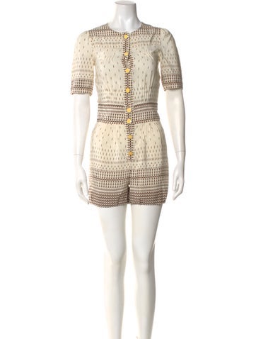 Pre-owned Chloé Silk Printed Romper In Neutral