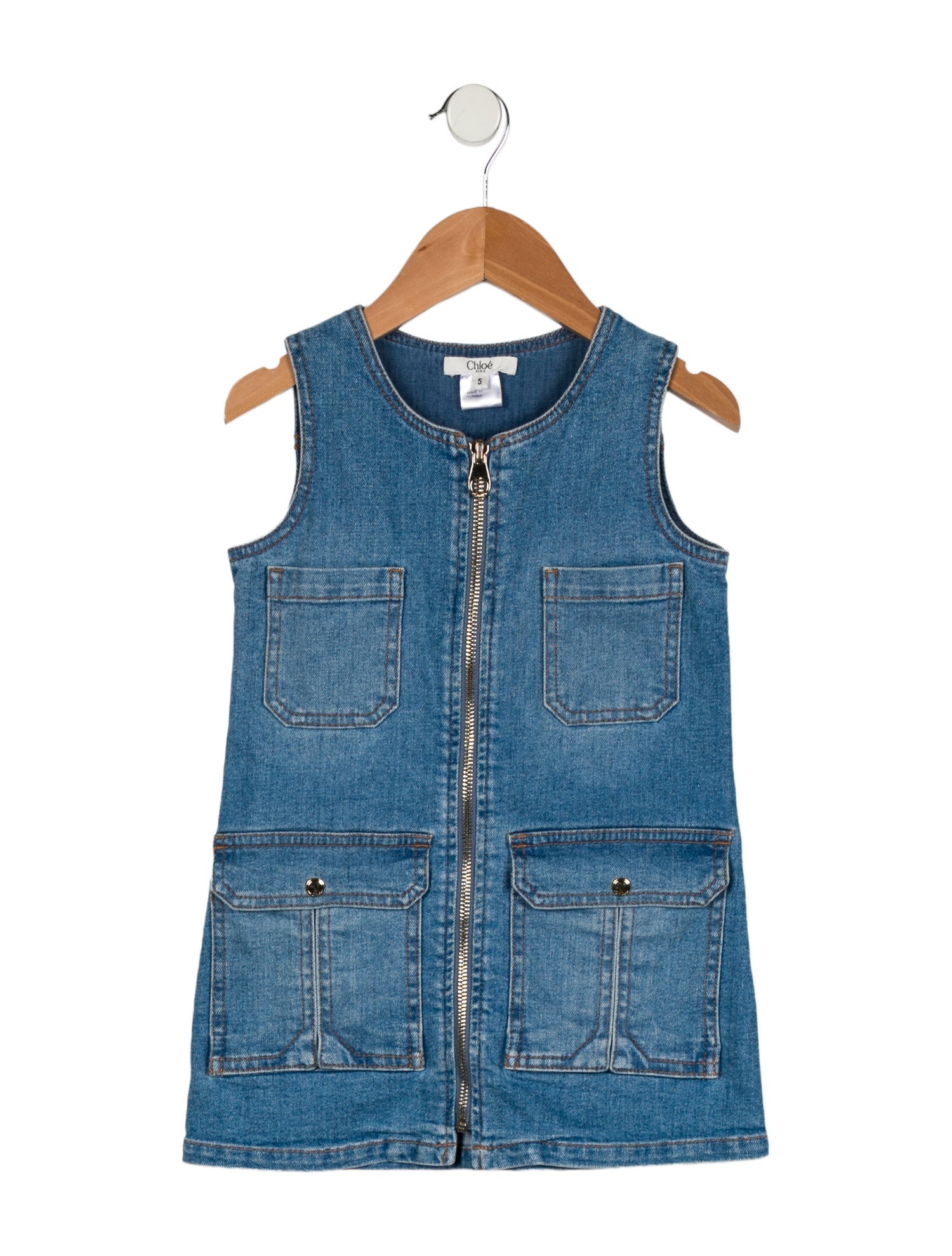 Chloé Kids Girls' Sleeveless Denim Dress