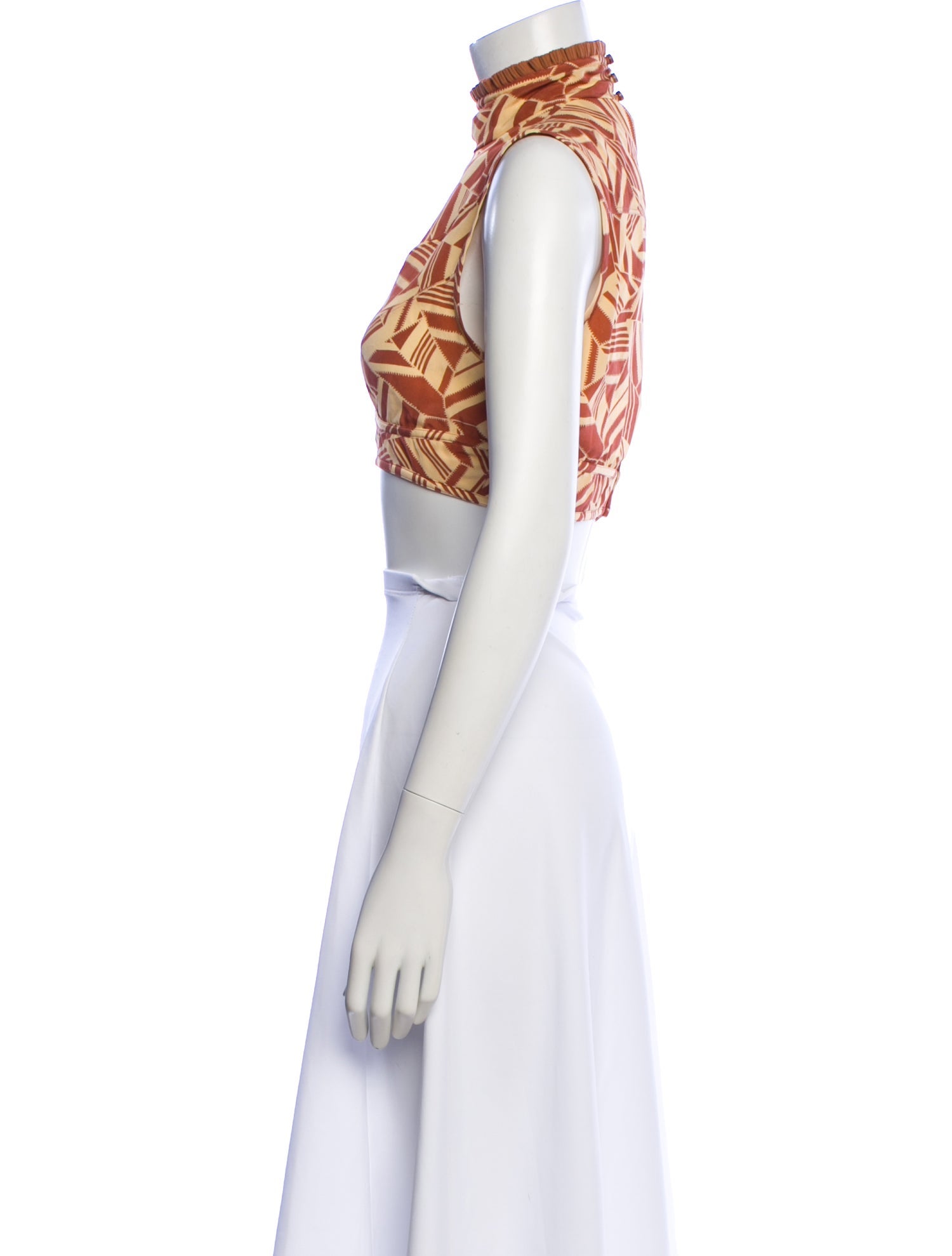 Chloé Silk Graphic Print Crop Top