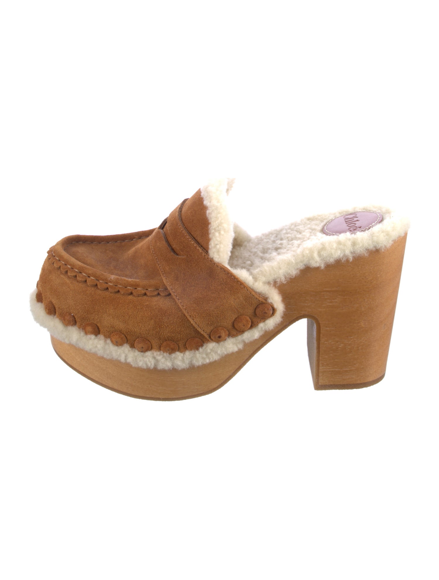 Chloé Suede Studded Accents Mules