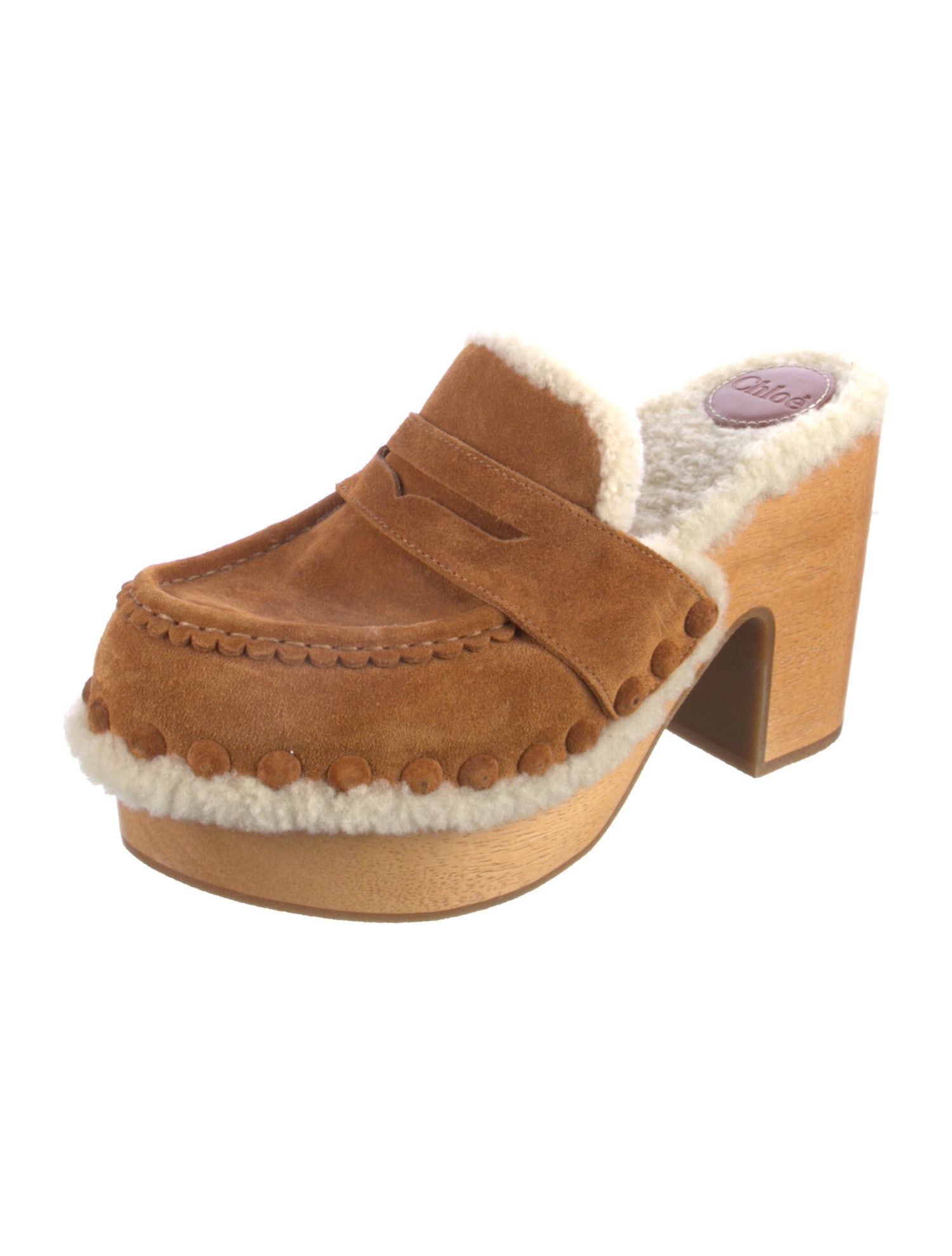 Chloé Suede Studded Accents Mules