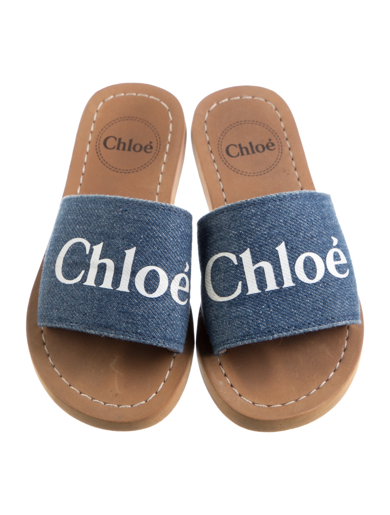 Chloé Girls' Denim Woody Slides