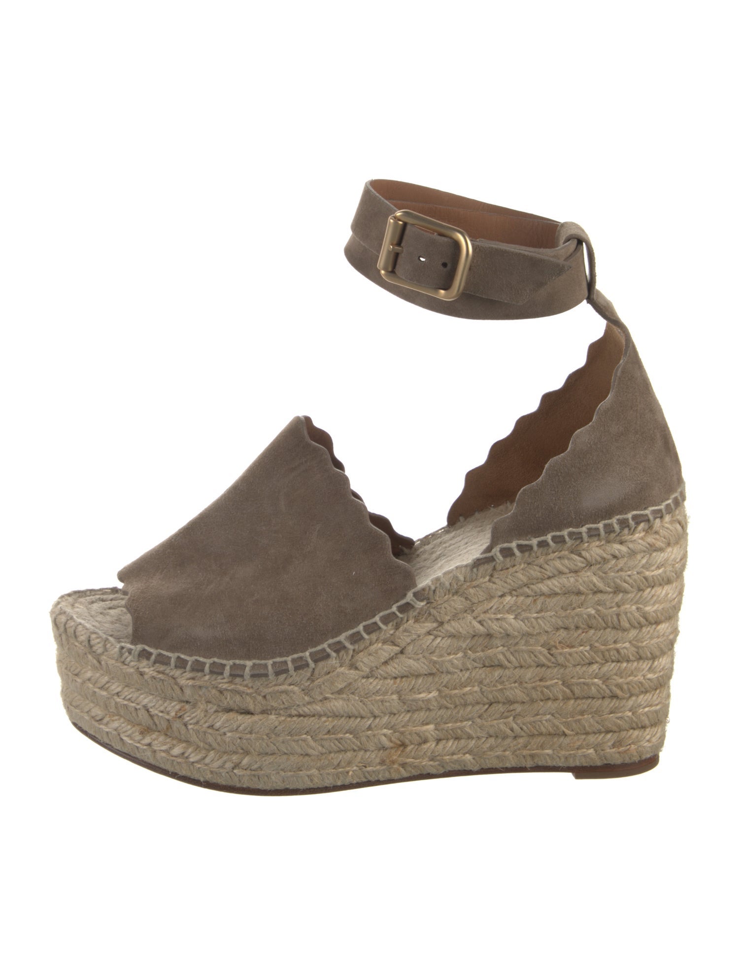 Chloé Suede Scalloped Accent Espadrilles