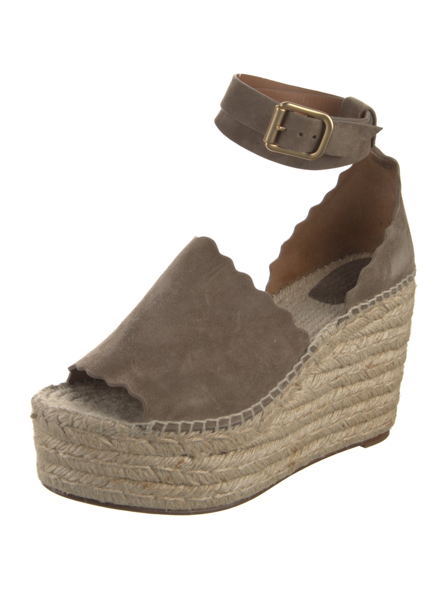 Chloé Suede Scalloped Accent Espadrilles