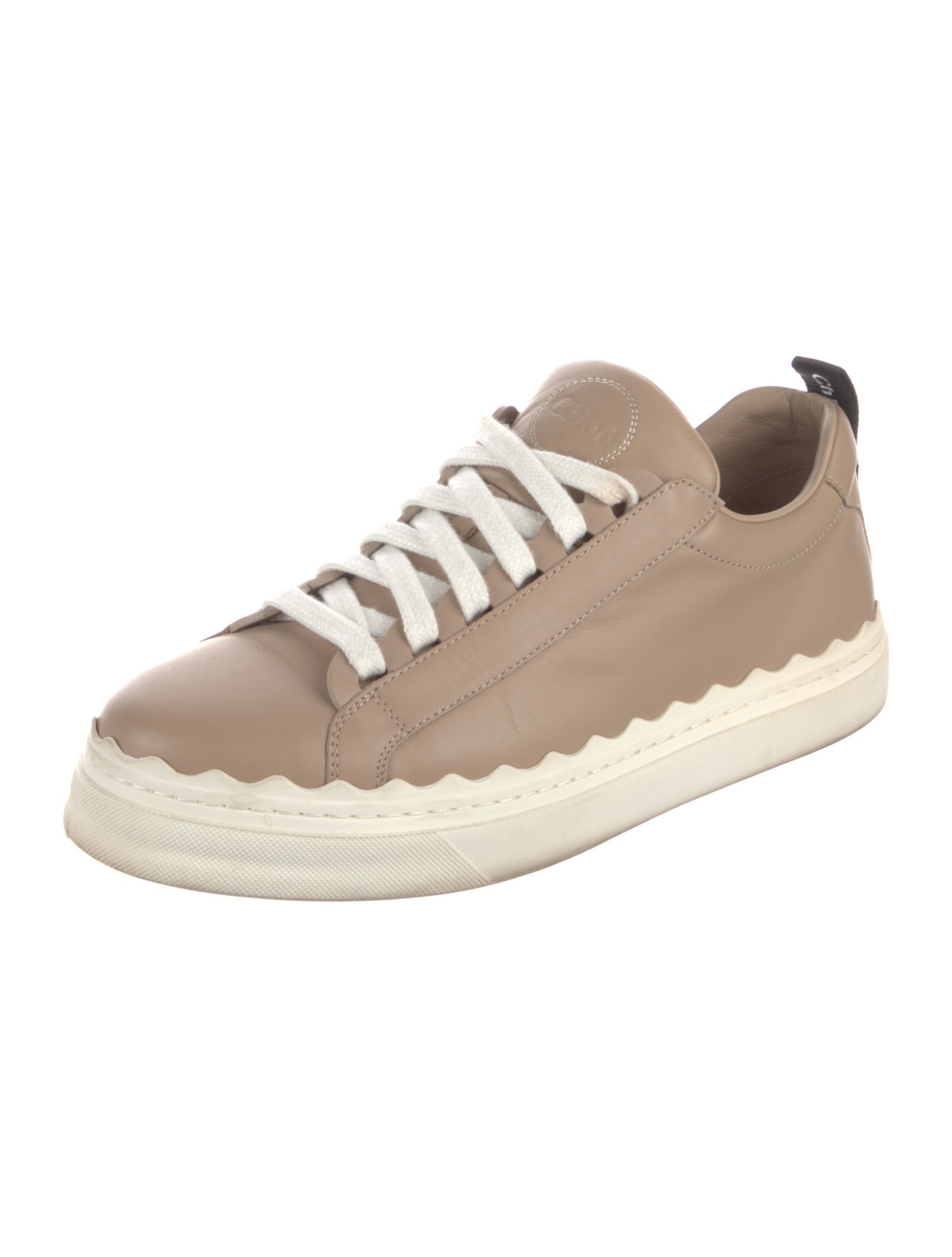 Chloé Leather Scalloped Accent Sneakers