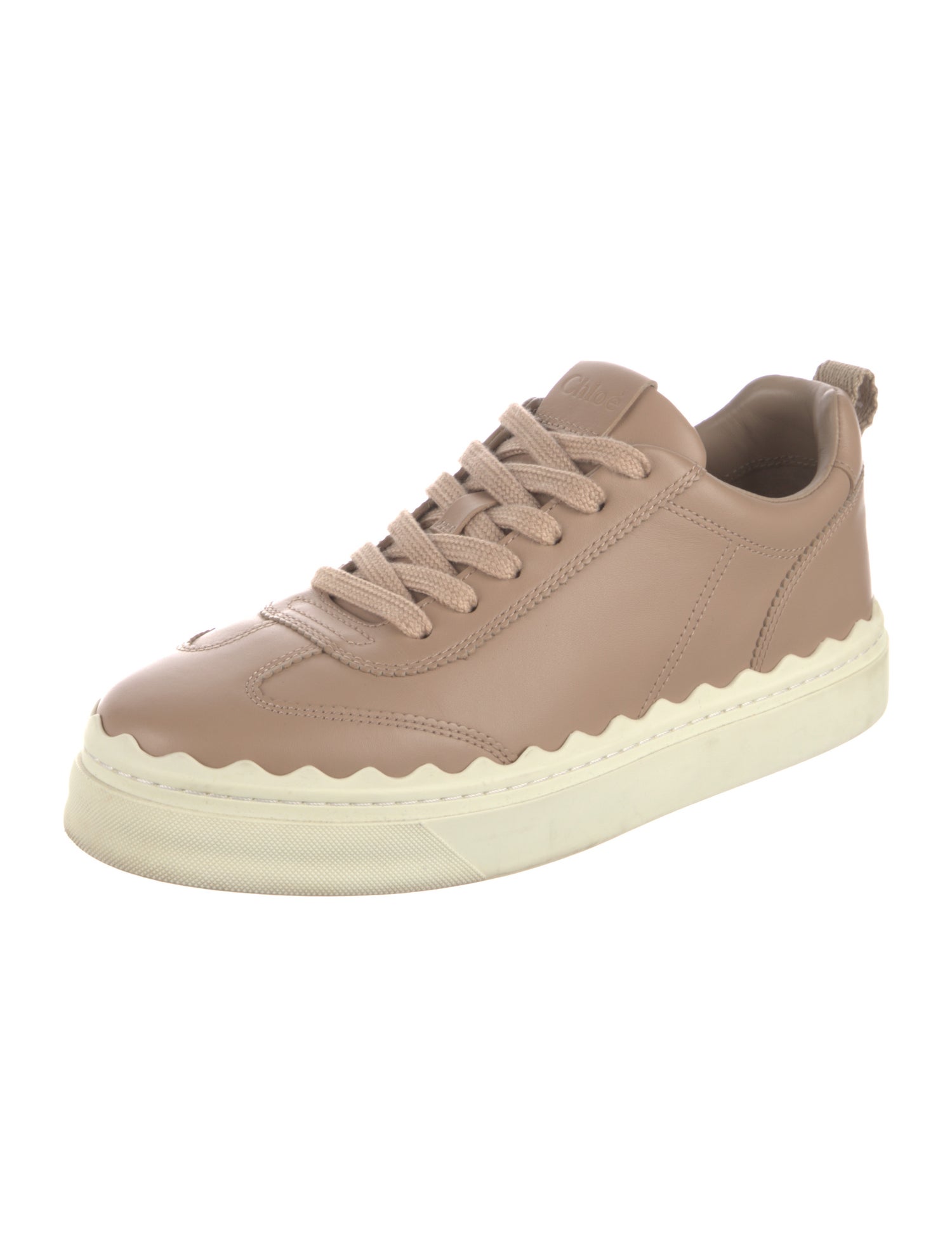 Chloé Leather Scalloped Accent Sneakers