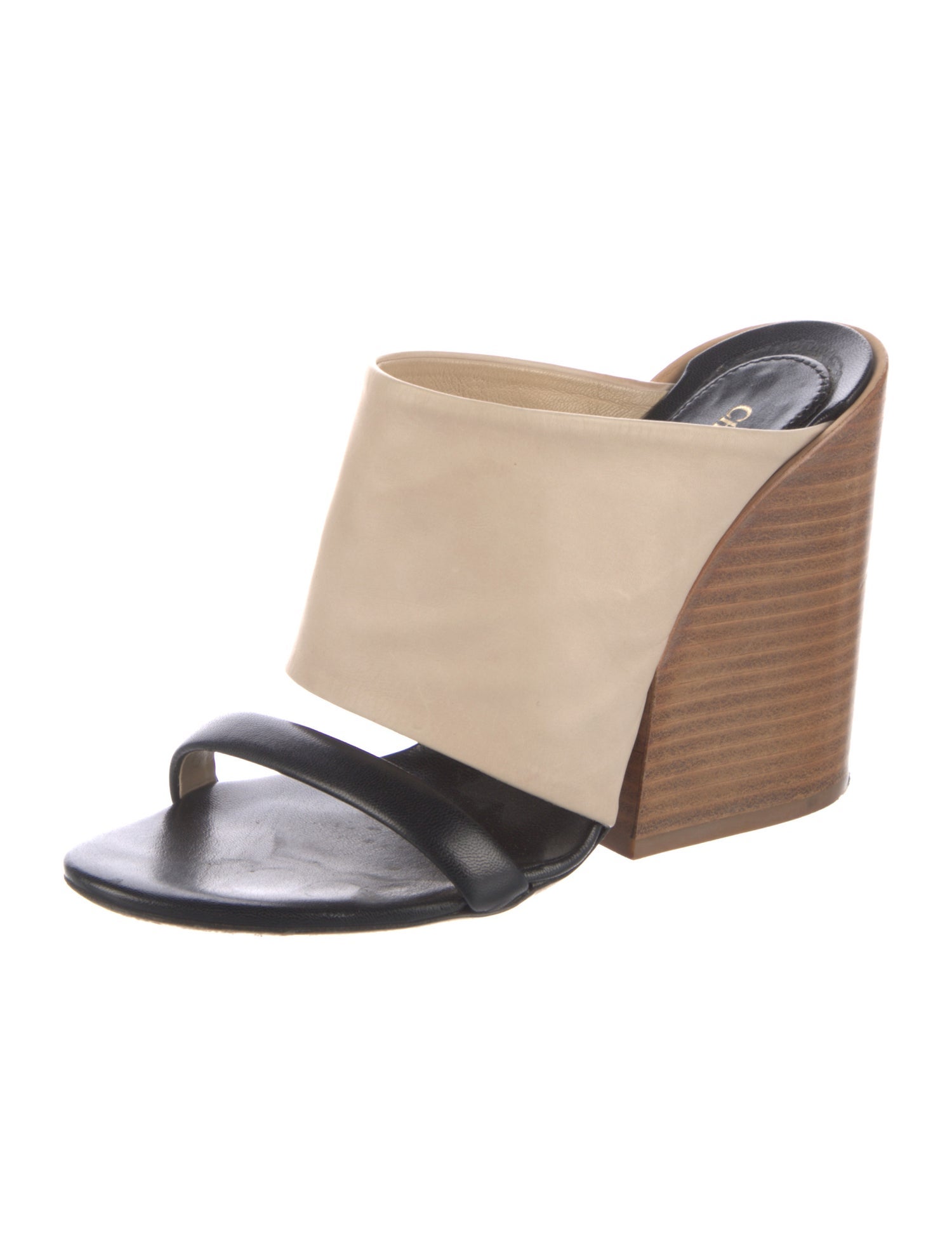 Chloé Leather Colorblock Pattern Slides