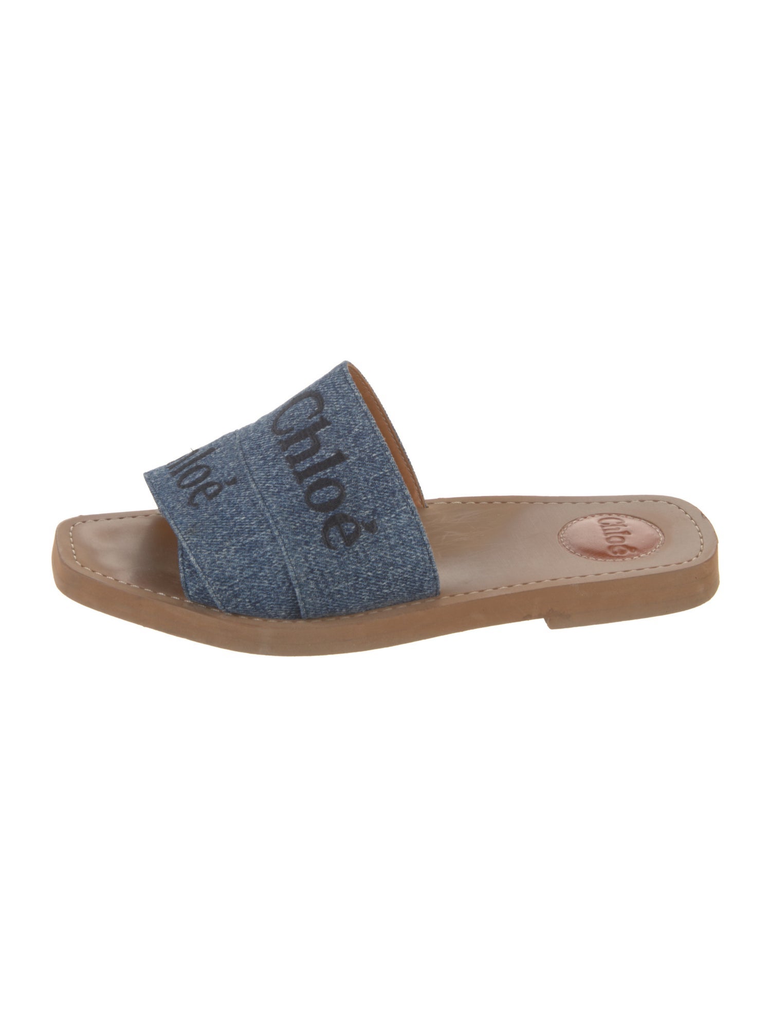 Chloé Denim Printed Slides