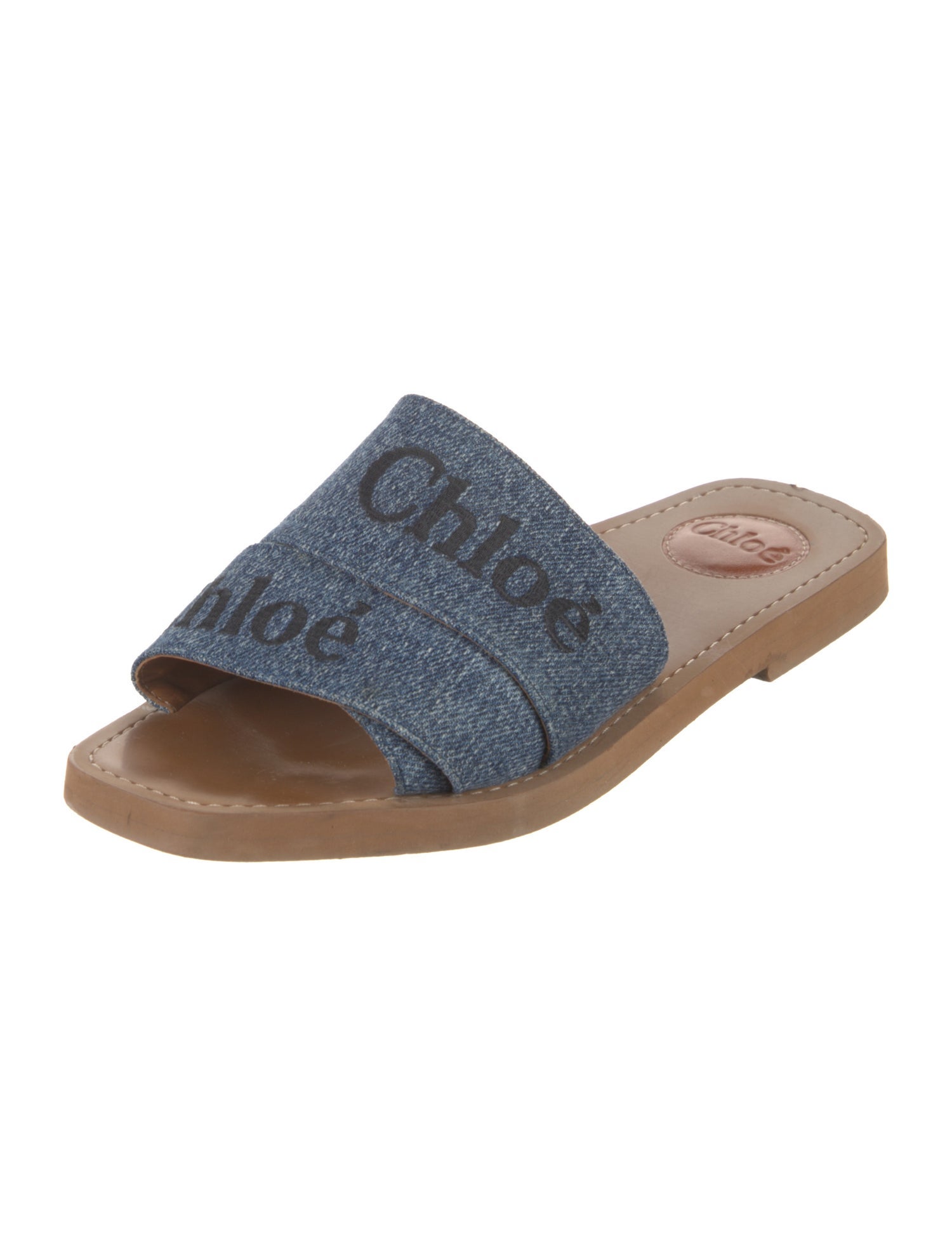 Chloé Denim Printed Slides