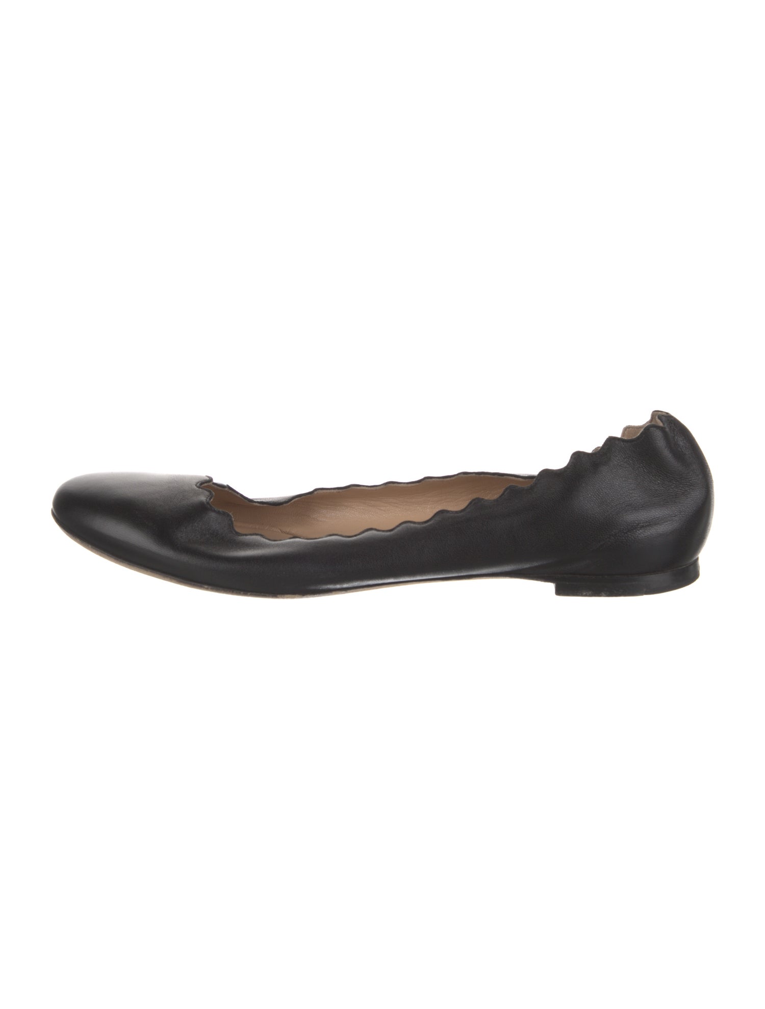 Chloé Leather Scalloped Accent Ballet Flats