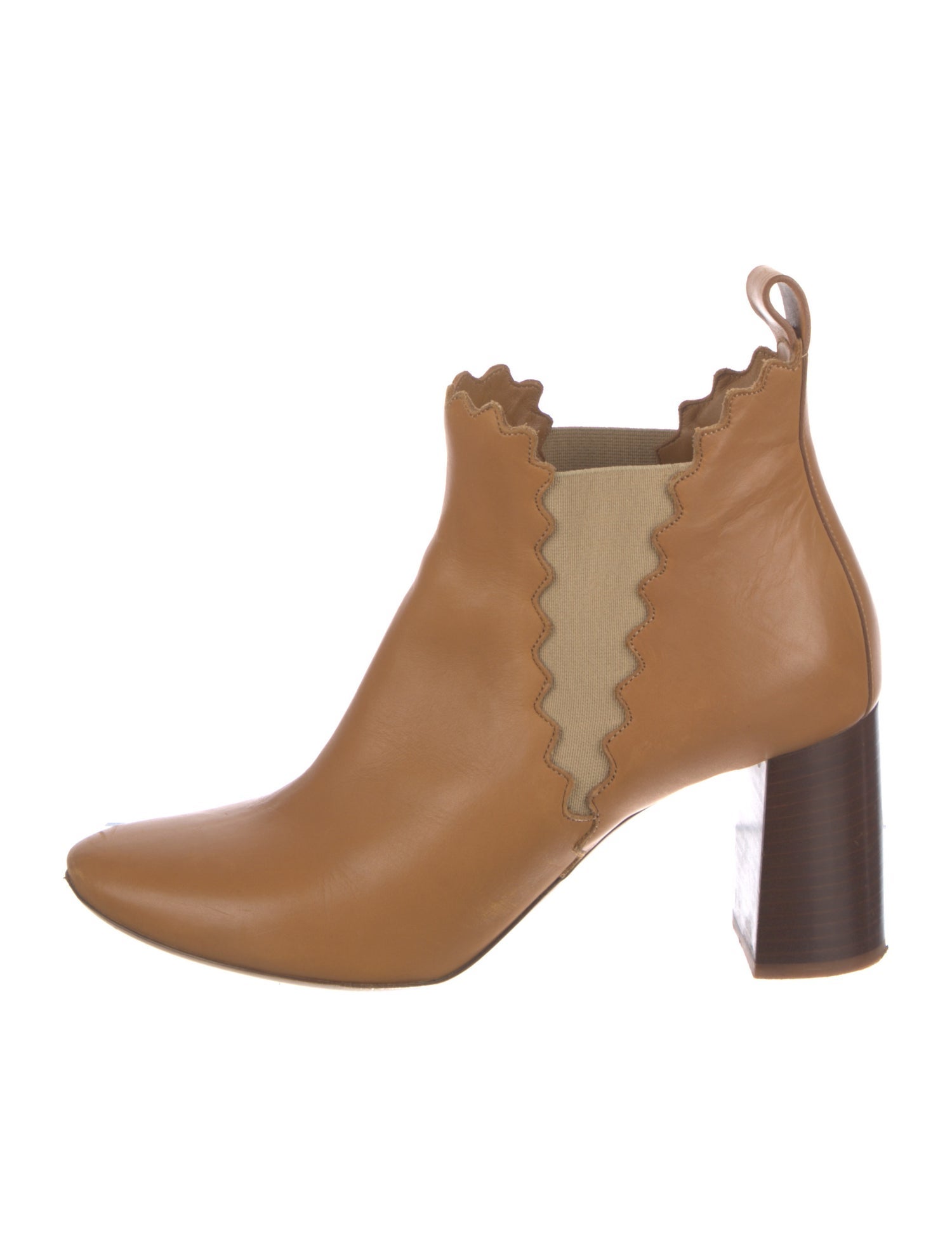 Chloé Leather Scalloped Accent Chelsea Boots