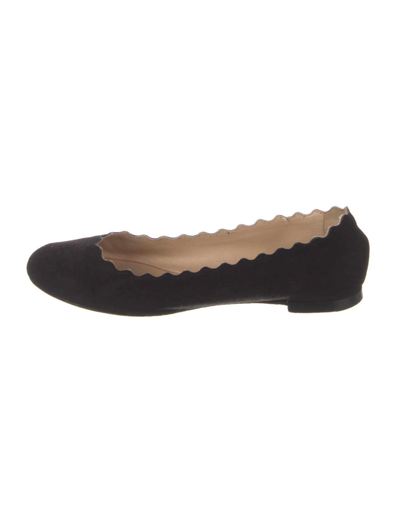 Chloé Suede Scalloped Accent Flats