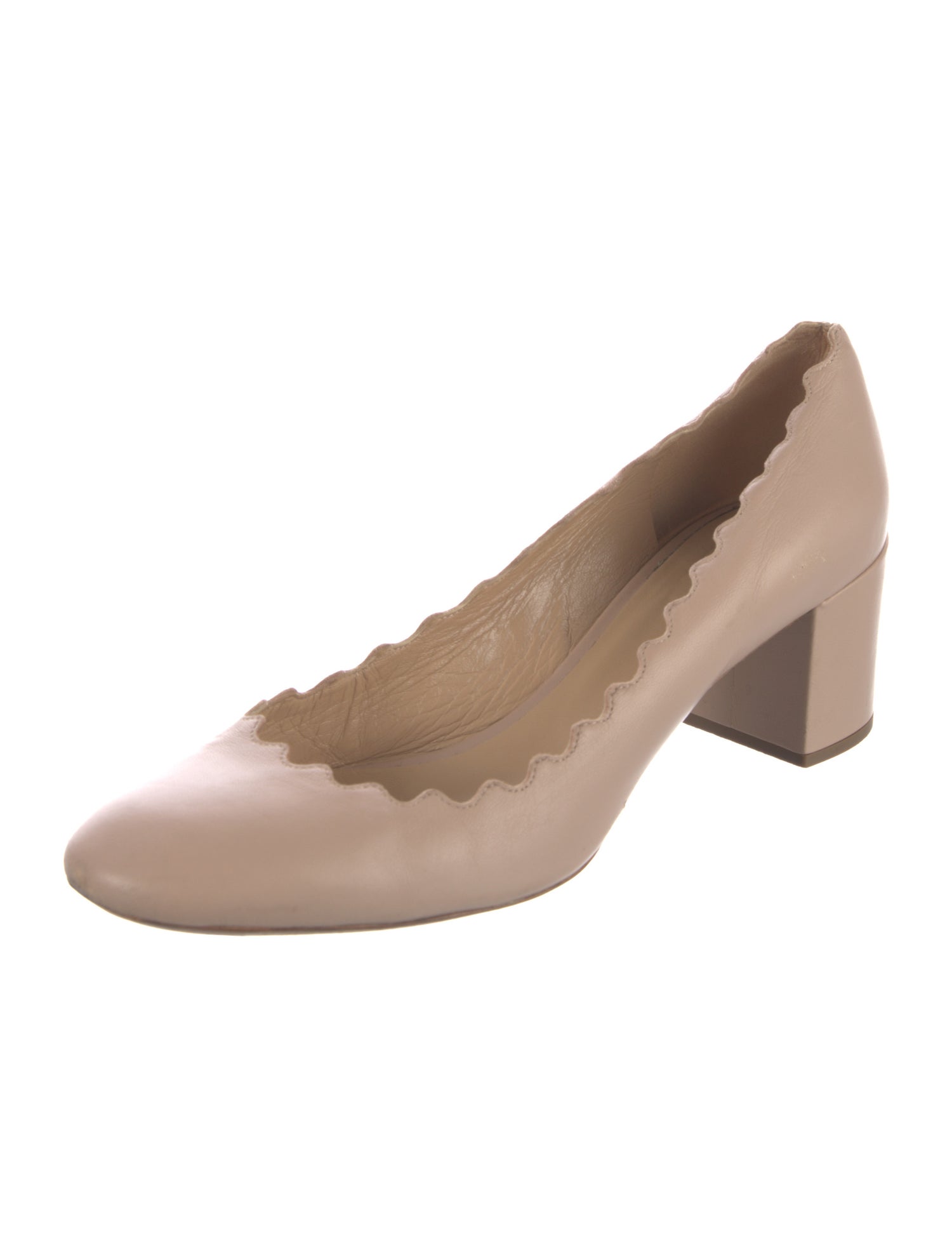 Chloé Leather Scalloped Accent Pumps