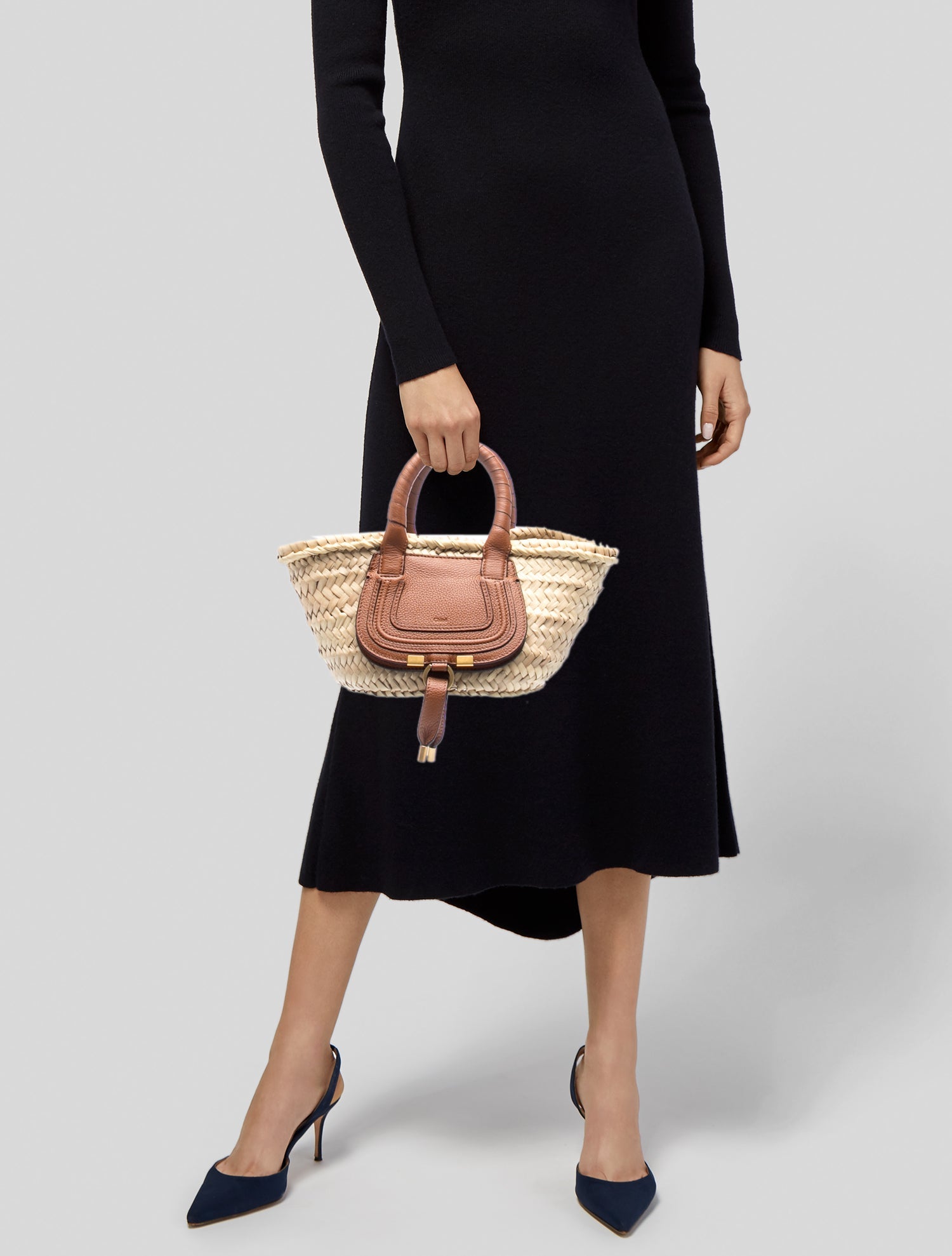 Chloé Straw Marcie Shoulder Bag Small