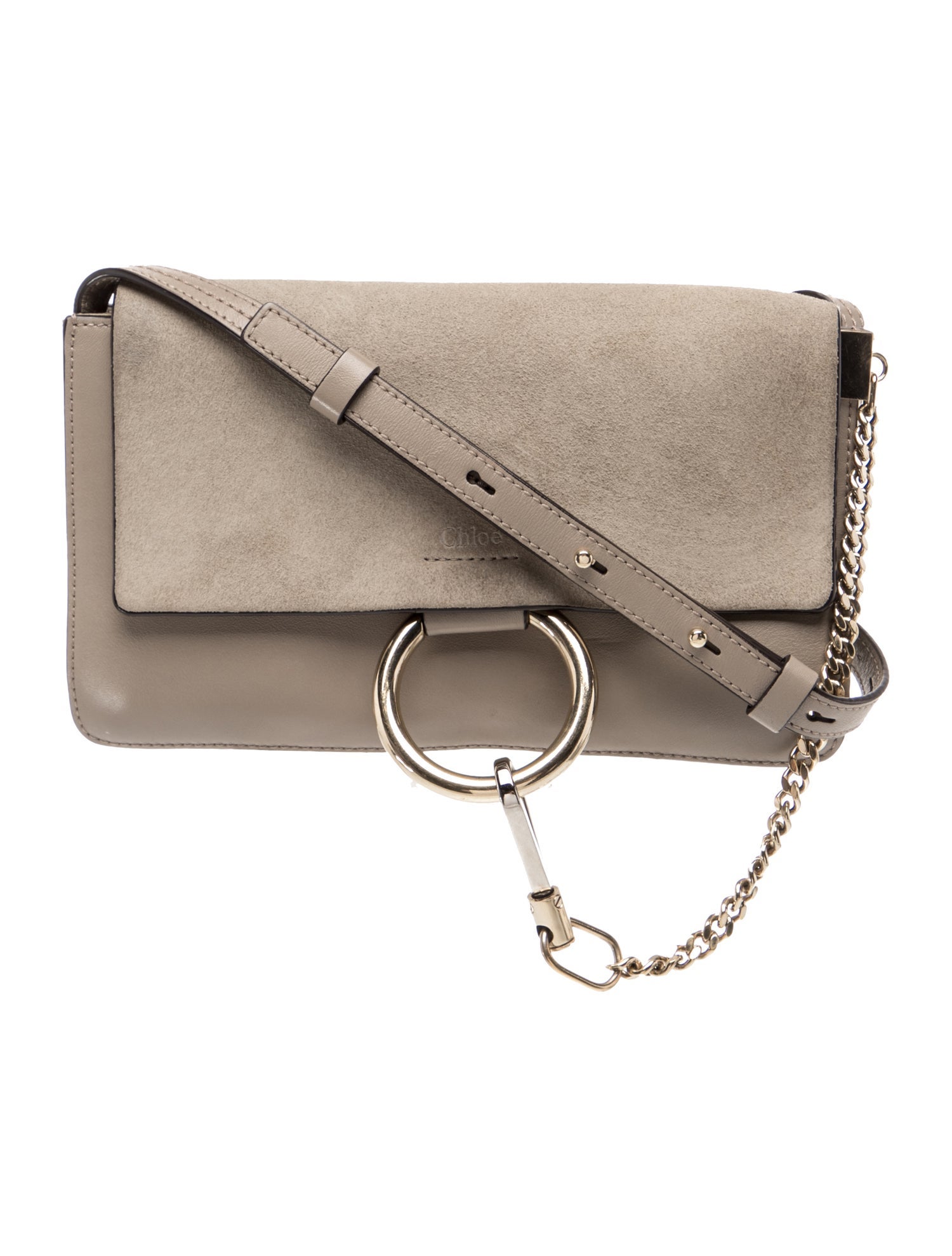 Chloé Leather Faye Shoulder Bag in Motty Grey. Small