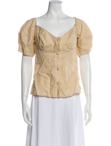 Pre-owned Chloé Linen V-neck Blouse In Neutral