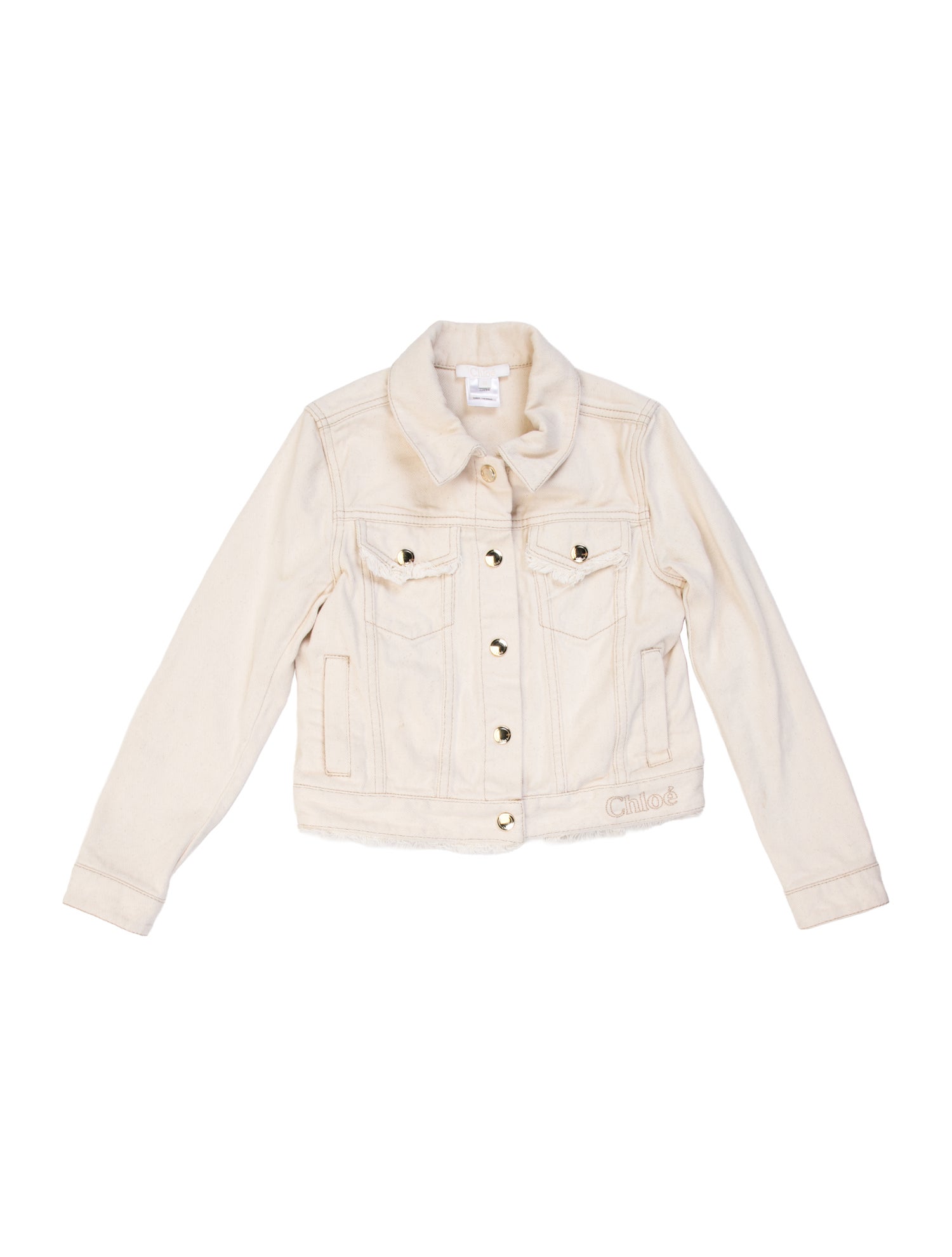Chloé Girls' Outerwear Denim Raw-edge accents Patch pockets Collar