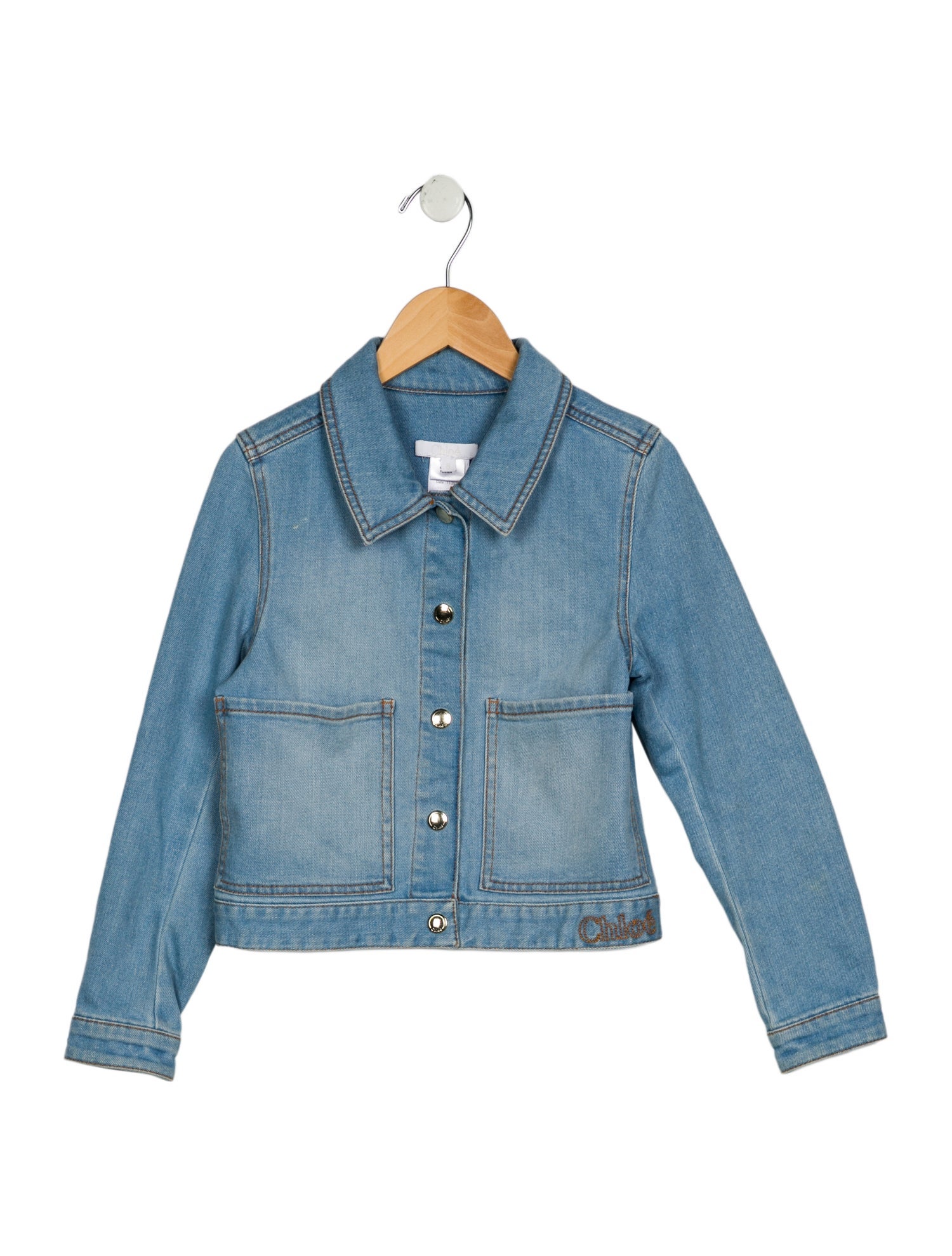 Chloé Girls Snap Closure Collared Jacket