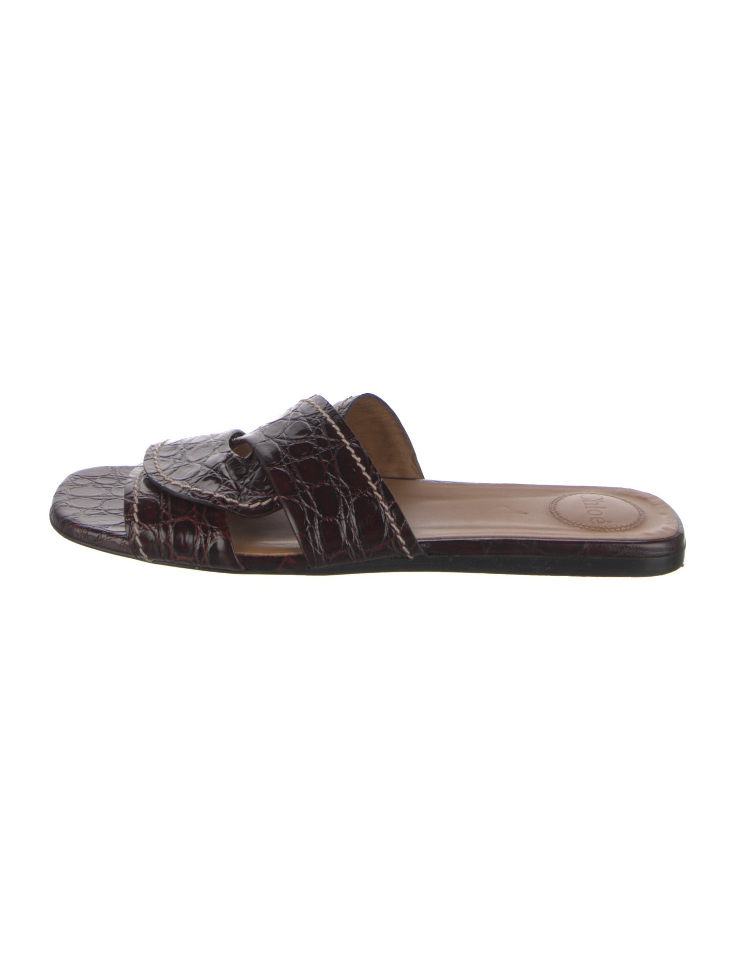 Chloé Embossed Leather Slides